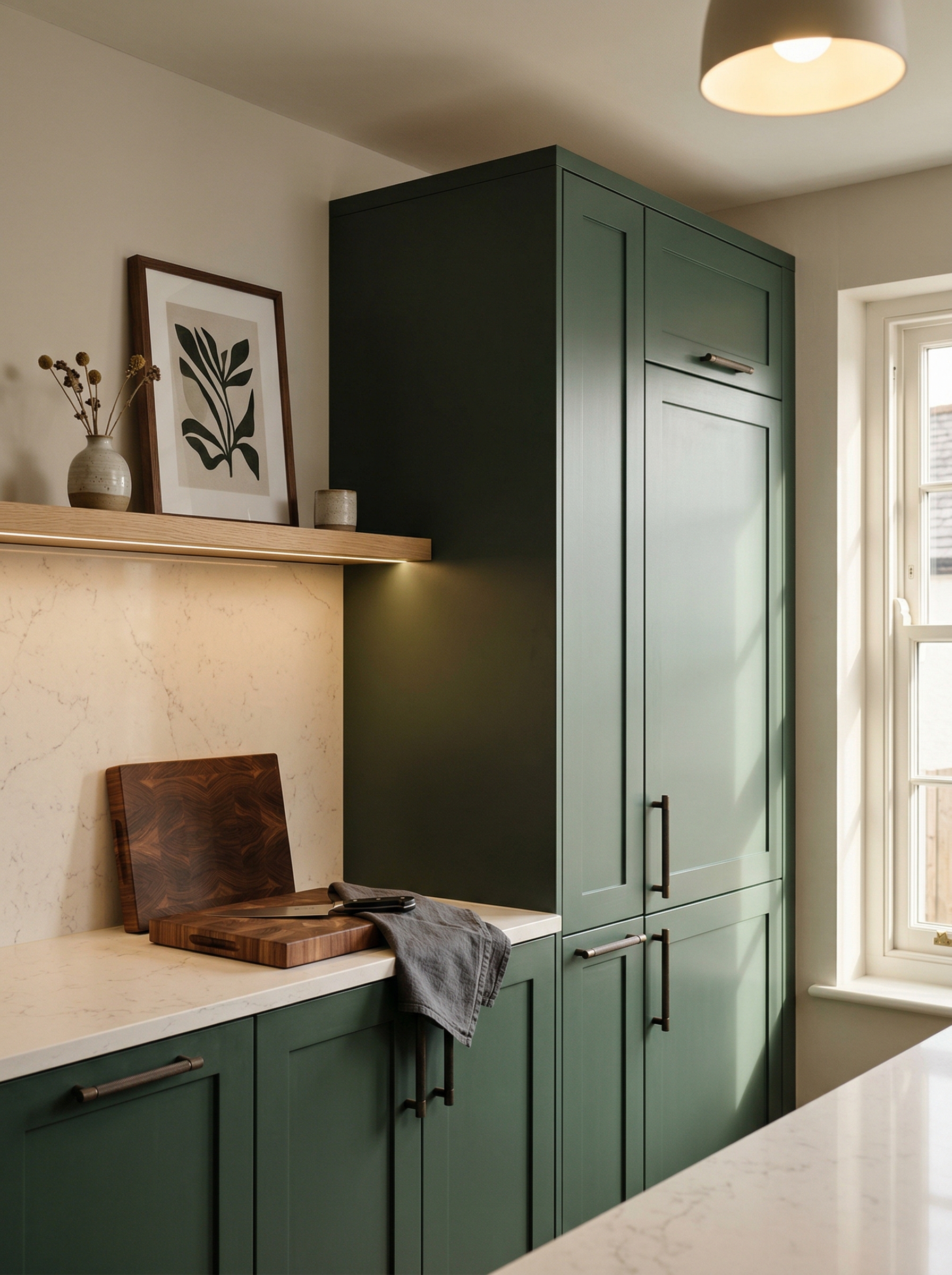 portrait1_600x800 Tall view of full-height bespoke kitchen cabinetry, contemporary painted lay-on cabinetry