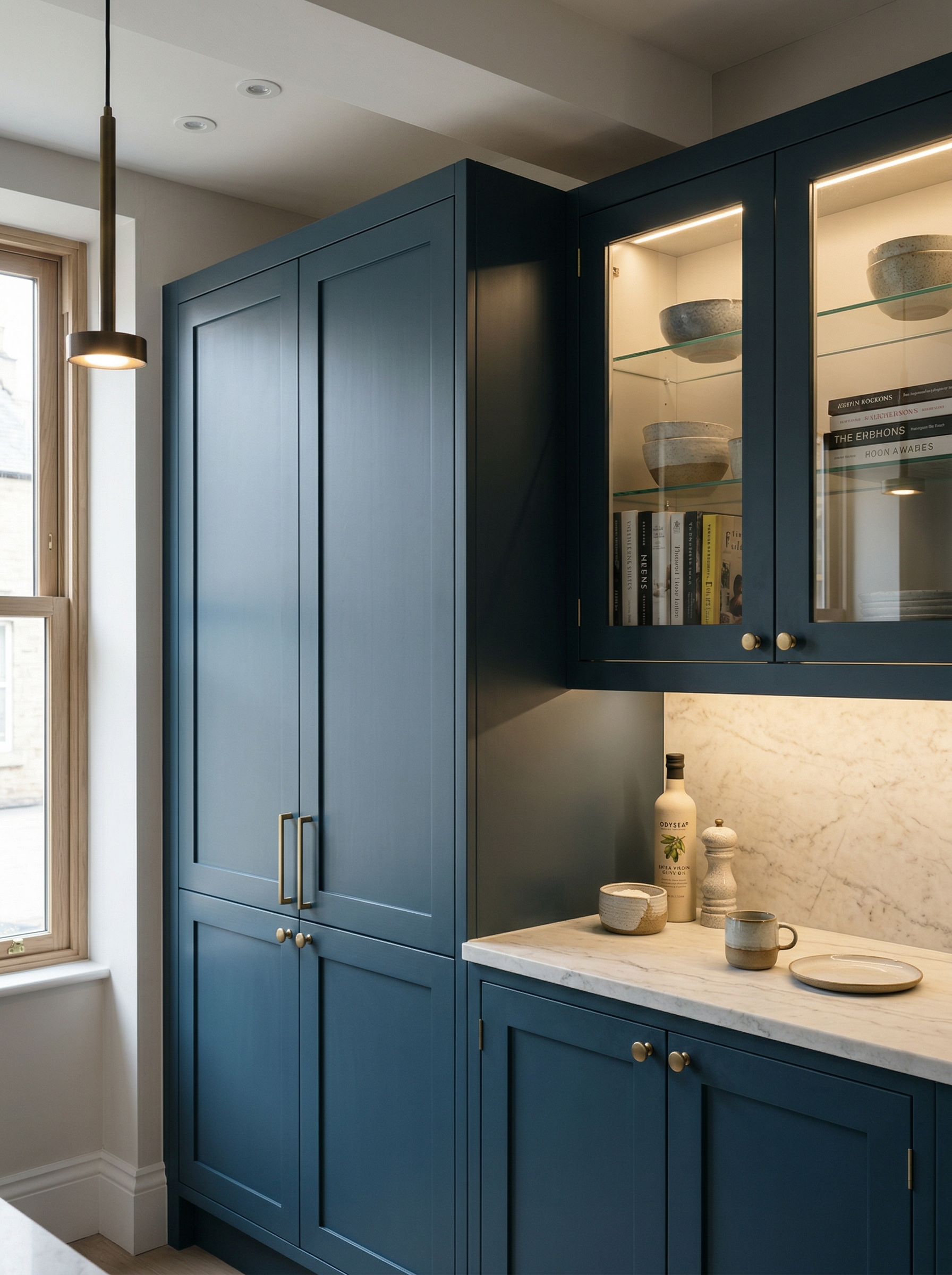 Bespoke kitchen installation, full-height cabinetry and considered storage design