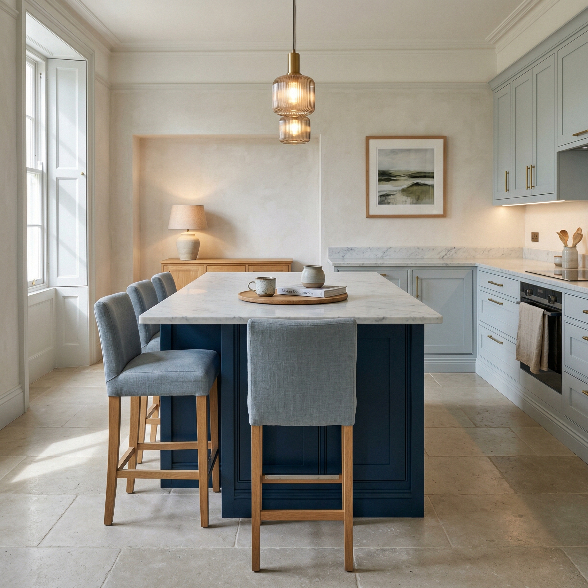 square1_800x800 Bespoke kitchen island detail, matt painted handleless slab cabinetry with quality joinery
