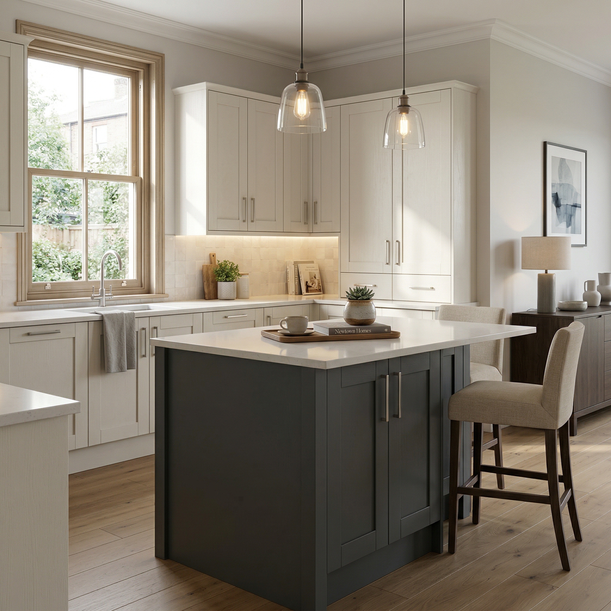square1_800x800 Bespoke kitchen island detail, matt painted handleless slab cabinetry with quality joinery