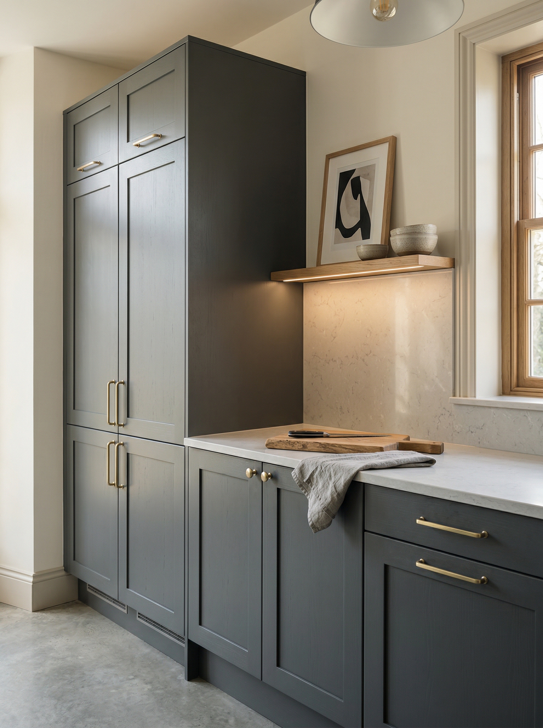 portrait1_600x800 Tall view of full-height bespoke kitchen cabinetry, timber veneer slab-door cabinetry