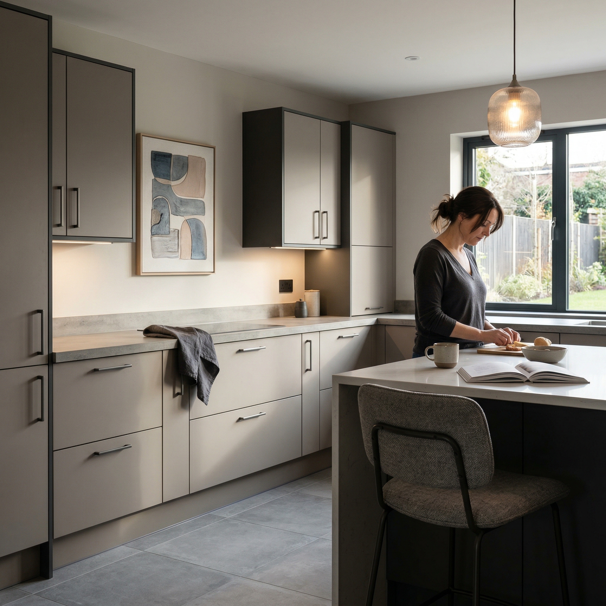 Bespoke kitchen designed for a Neyland home, quality materials and considered layout
