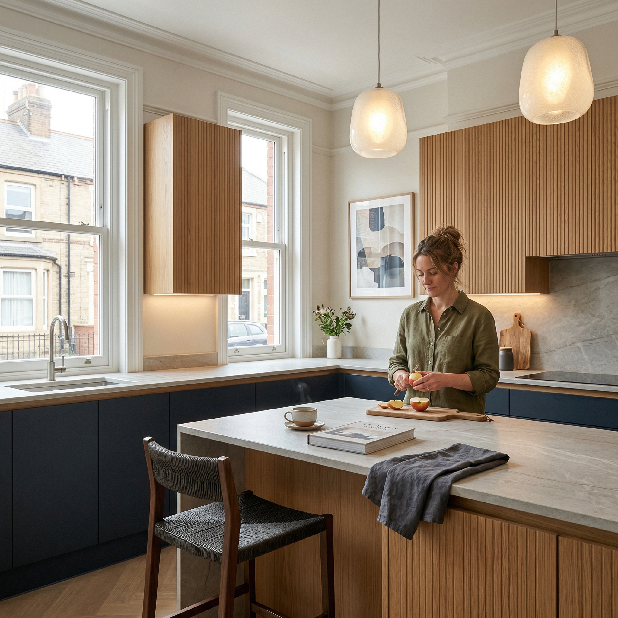 Bespoke kitchen designed for a North Shields home, quality materials and considered layout