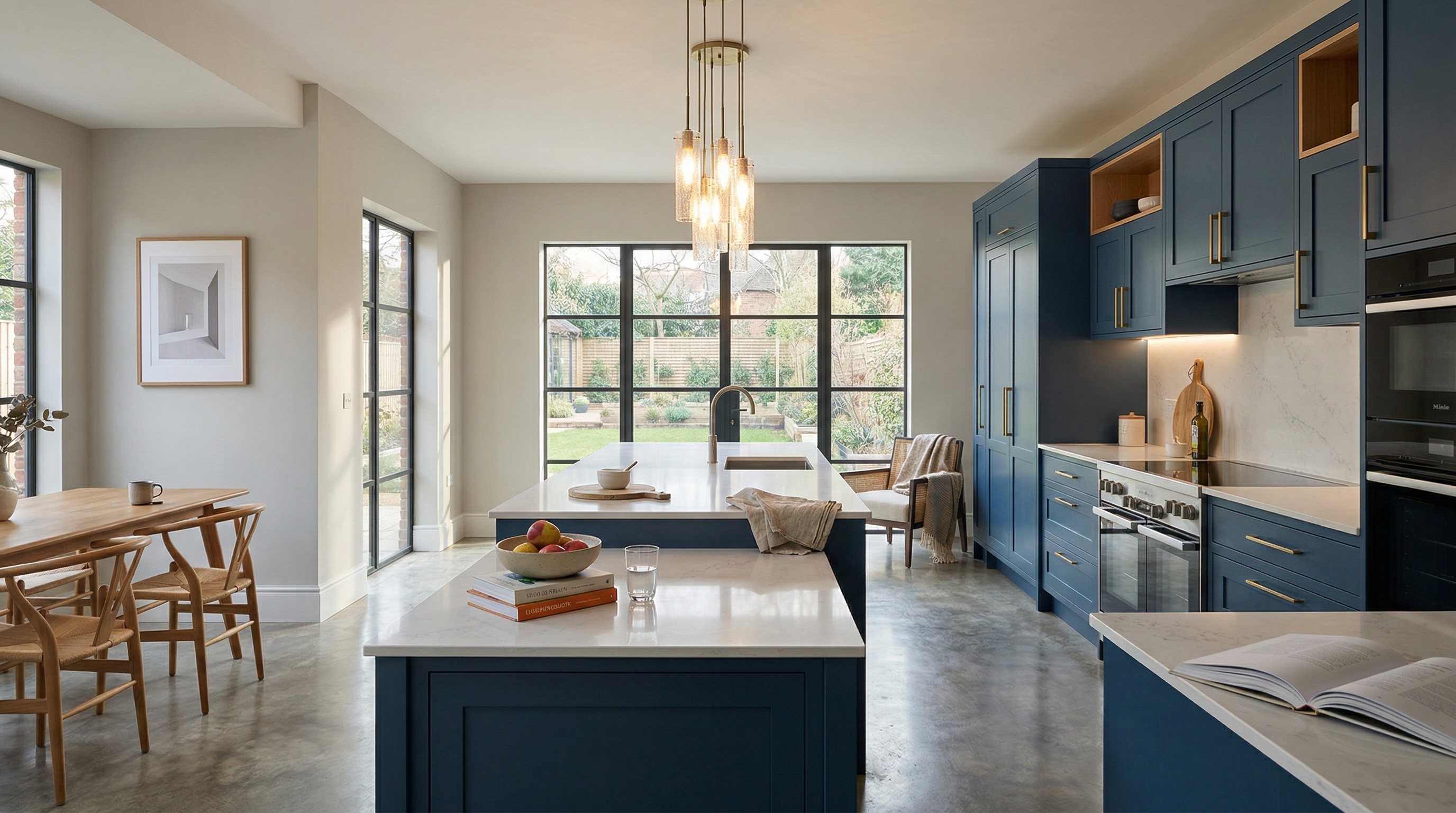 hero_1200x675 Wide view of a newly completed bespoke Mastercraft kitchen, modern shaker cabinetry in cannon black tones