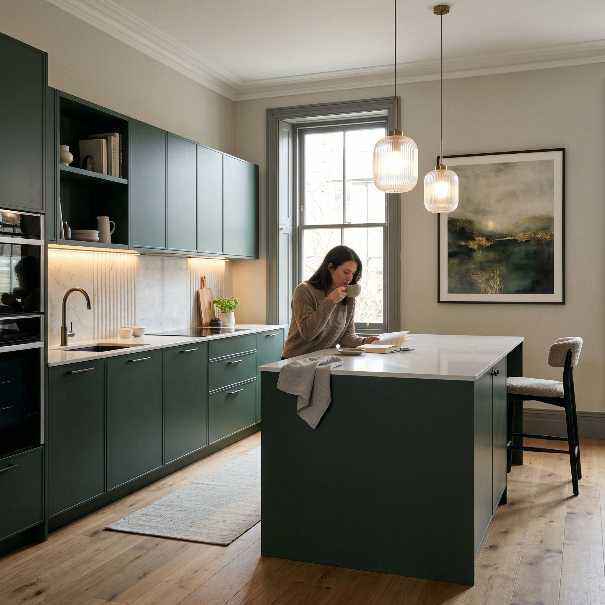 Bespoke kitchen designed for a Pembroke home, quality materials and considered layout