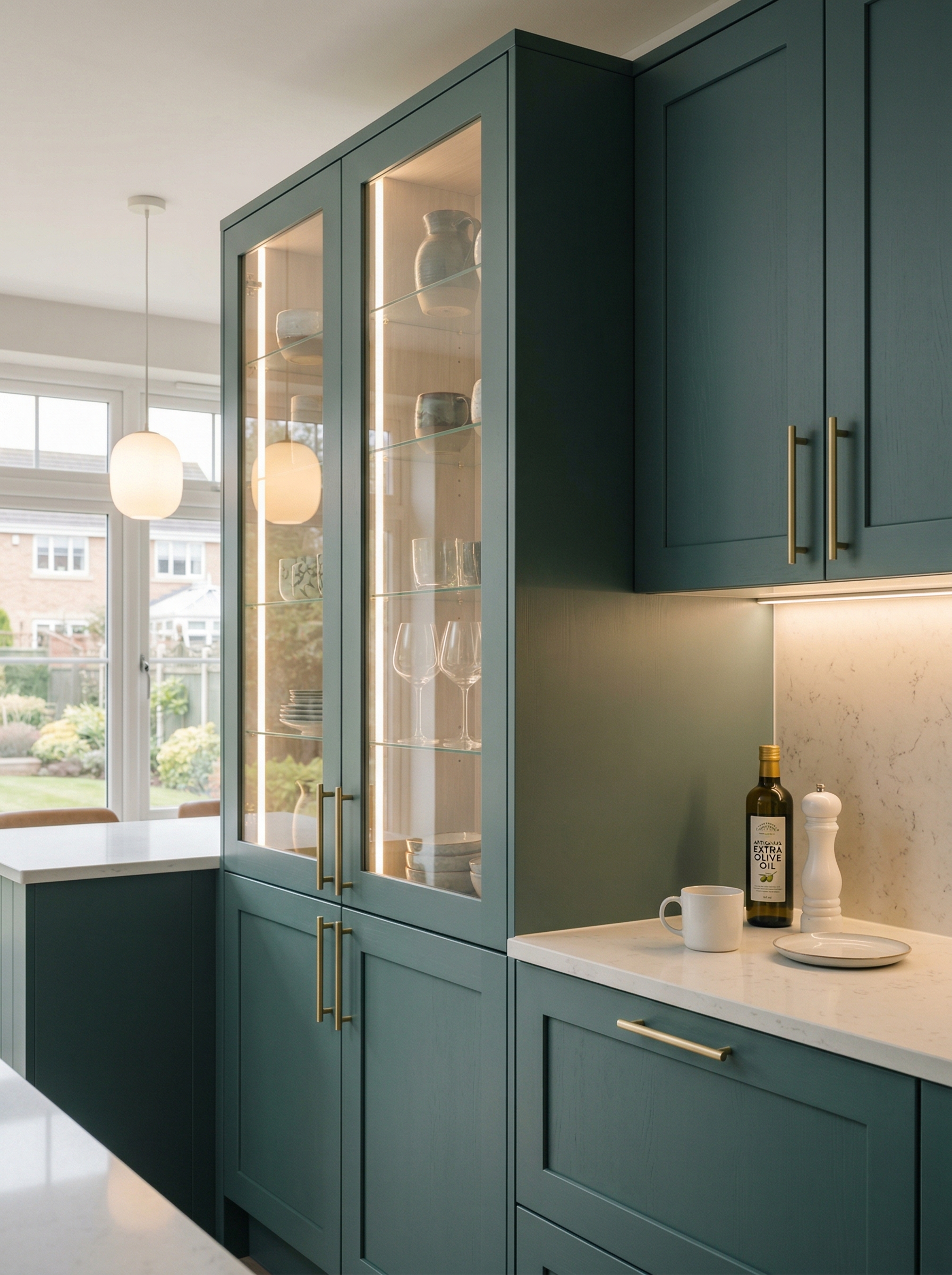 Bespoke kitchen installation, full-height cabinetry and considered storage design