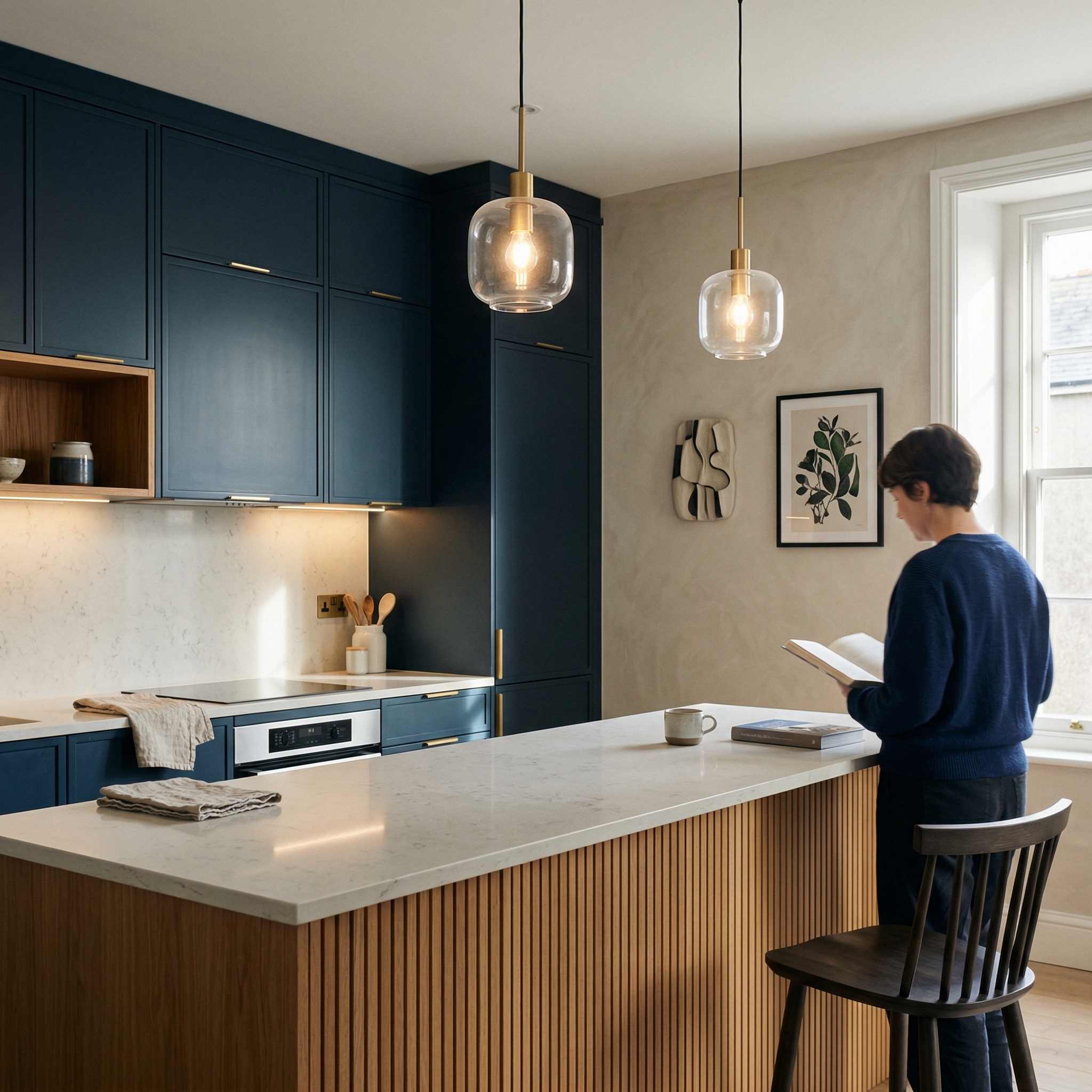 Bespoke kitchen designed for a Penzance home, quality materials and considered layout