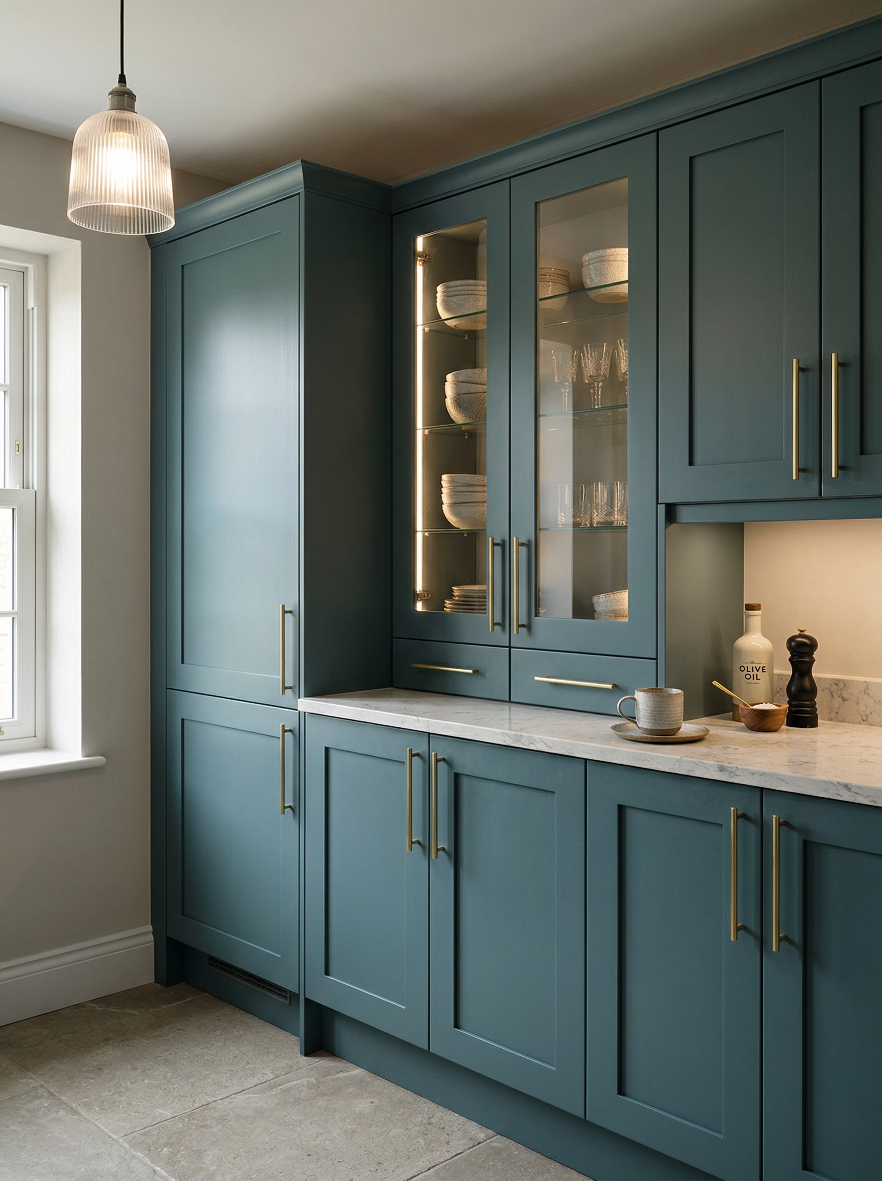 Bespoke kitchen installation, full-height cabinetry and considered storage design