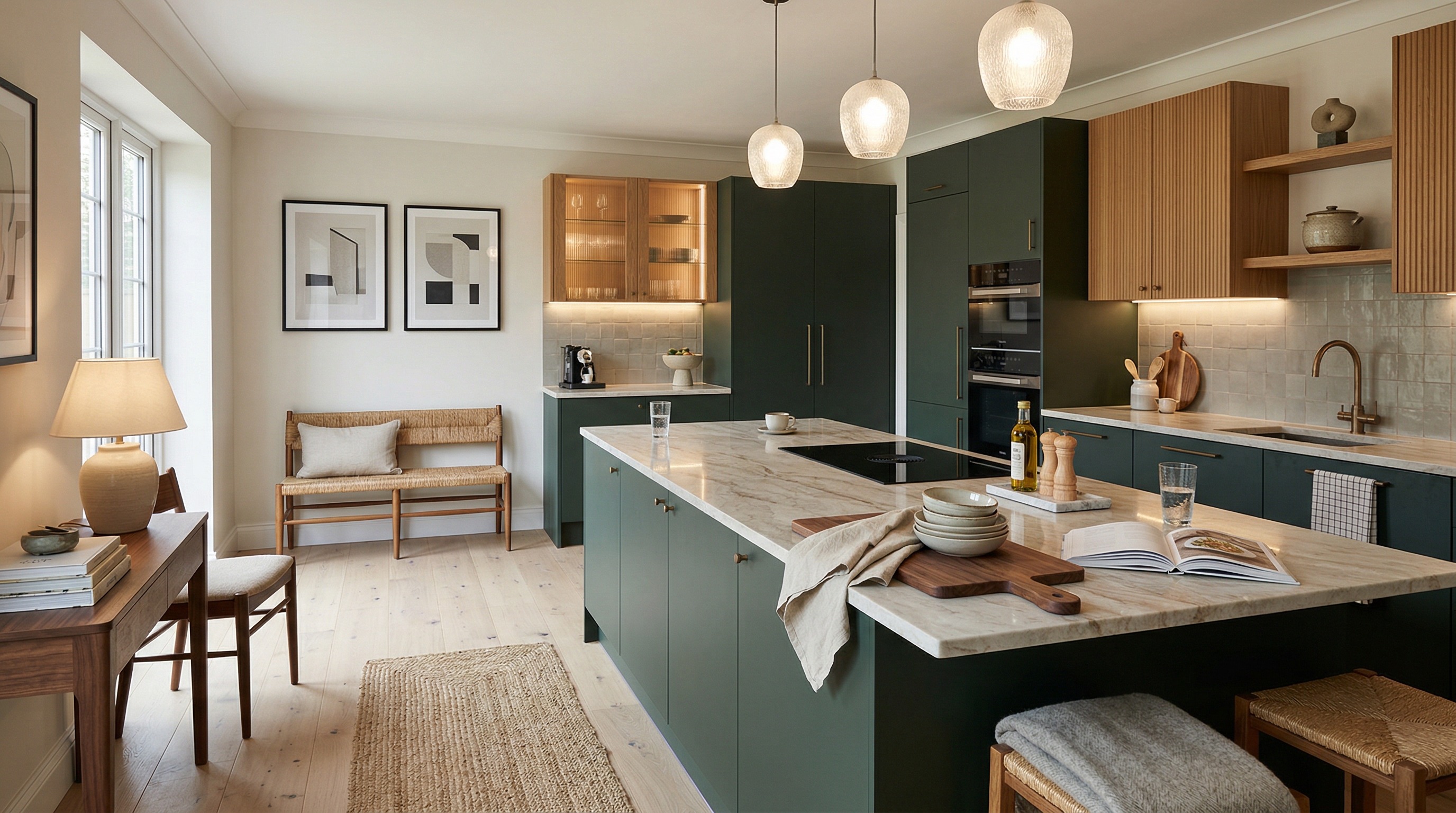 hero2_1200x675 Mastercraft bespoke kitchen in Pinner, wide architectural view showing room volume and design quality