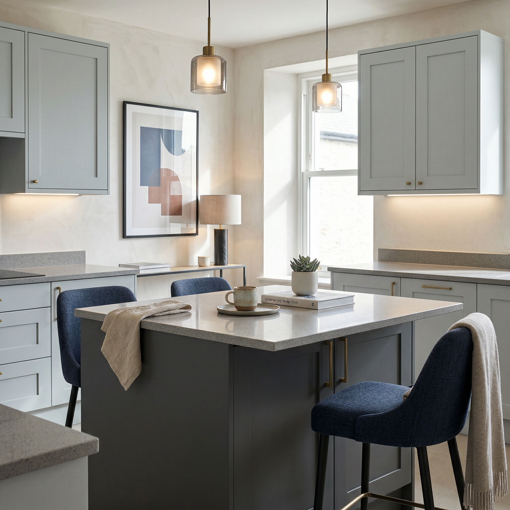Bespoke kitchen island detail, contemporary in-frame cabinetry with quality joinery
