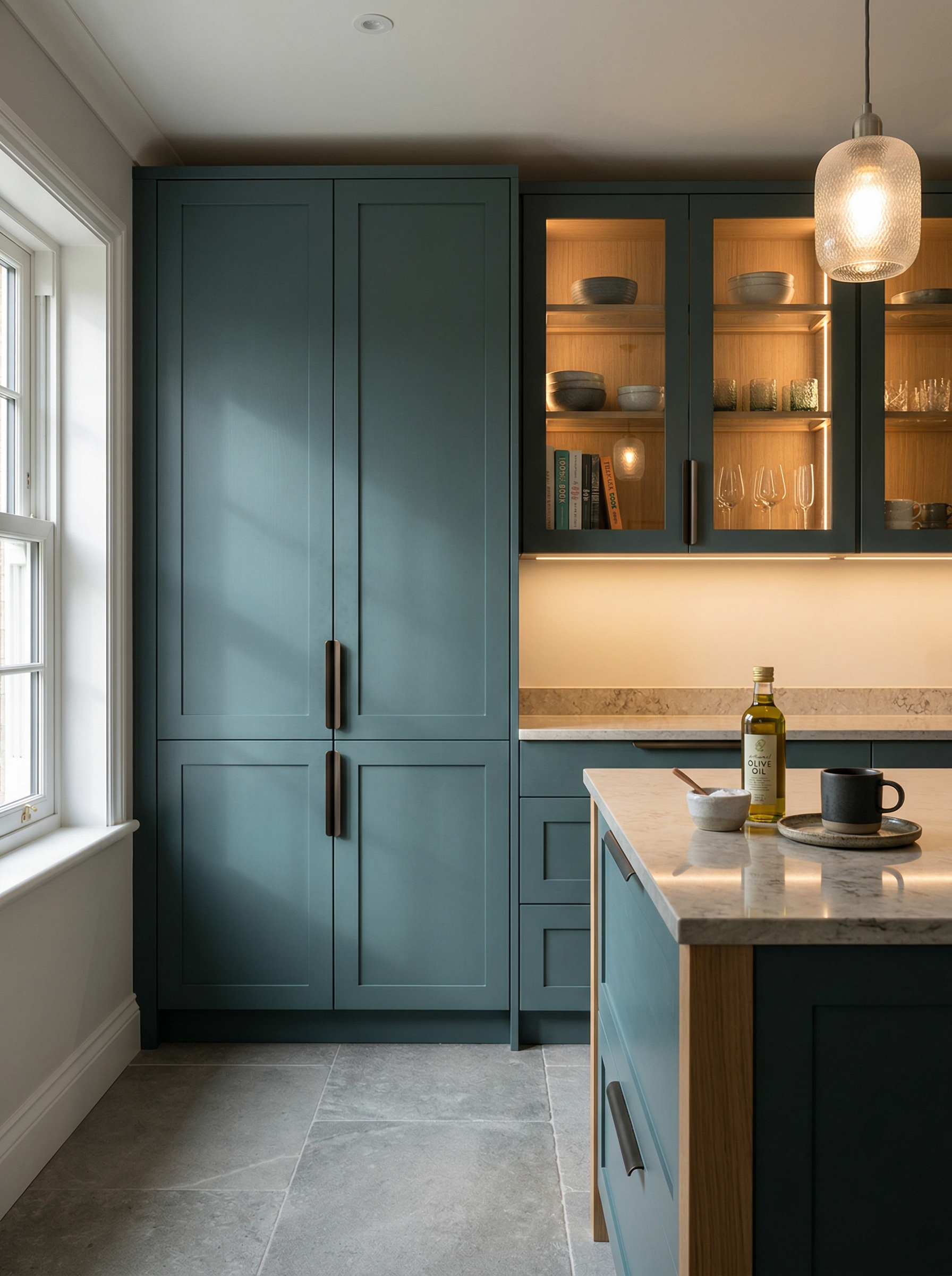 Bespoke kitchen installation, full-height cabinetry and considered storage design
