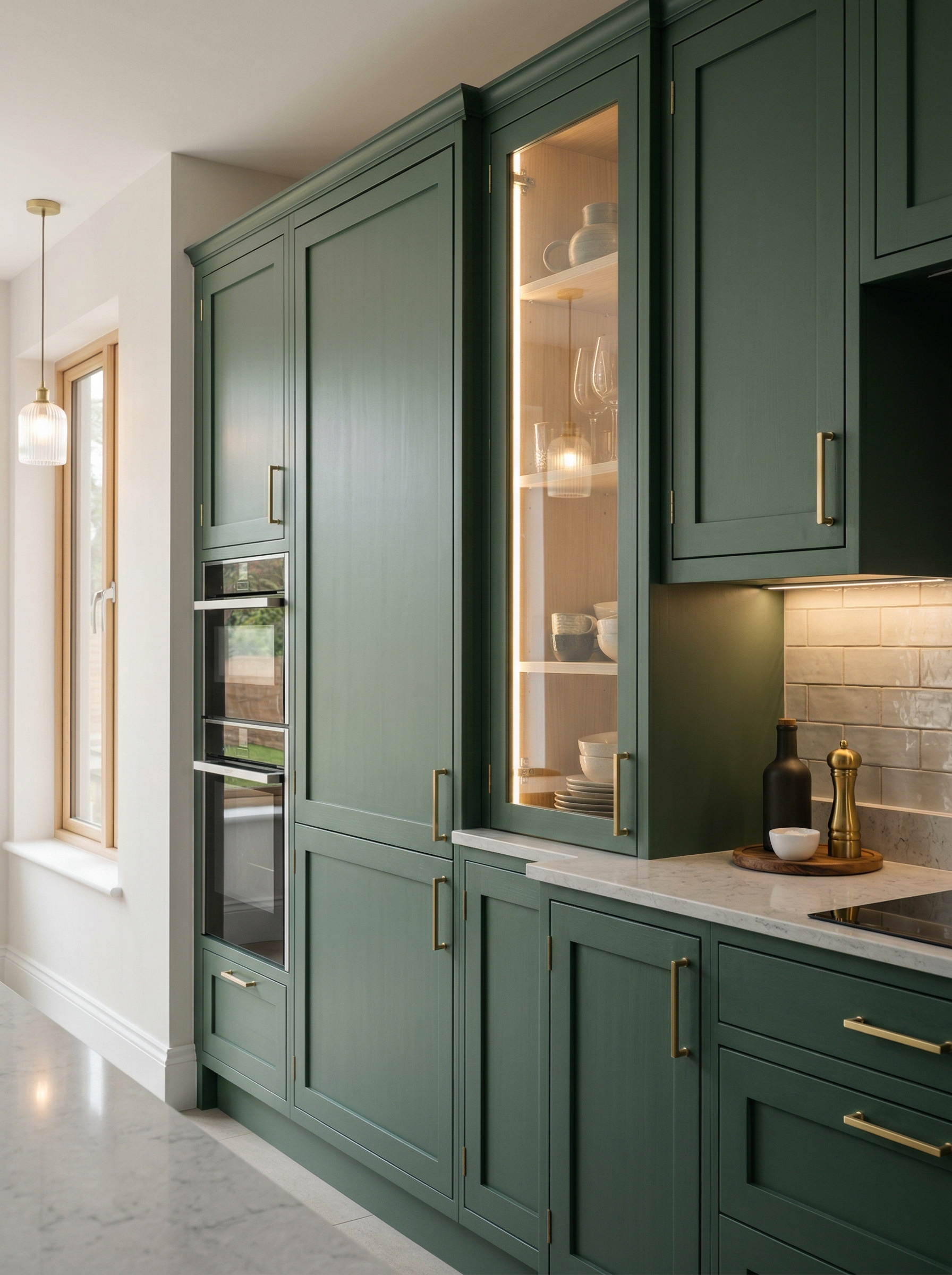 Bespoke kitchen installation, full-height cabinetry and considered storage design