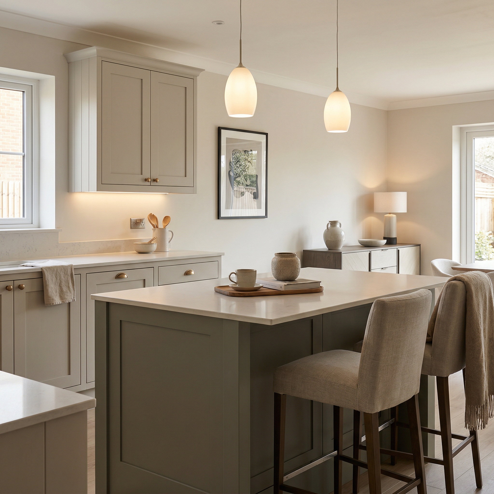 square1_800x800 Bespoke kitchen island detail, matt painted handleless slab cabinetry with quality joinery