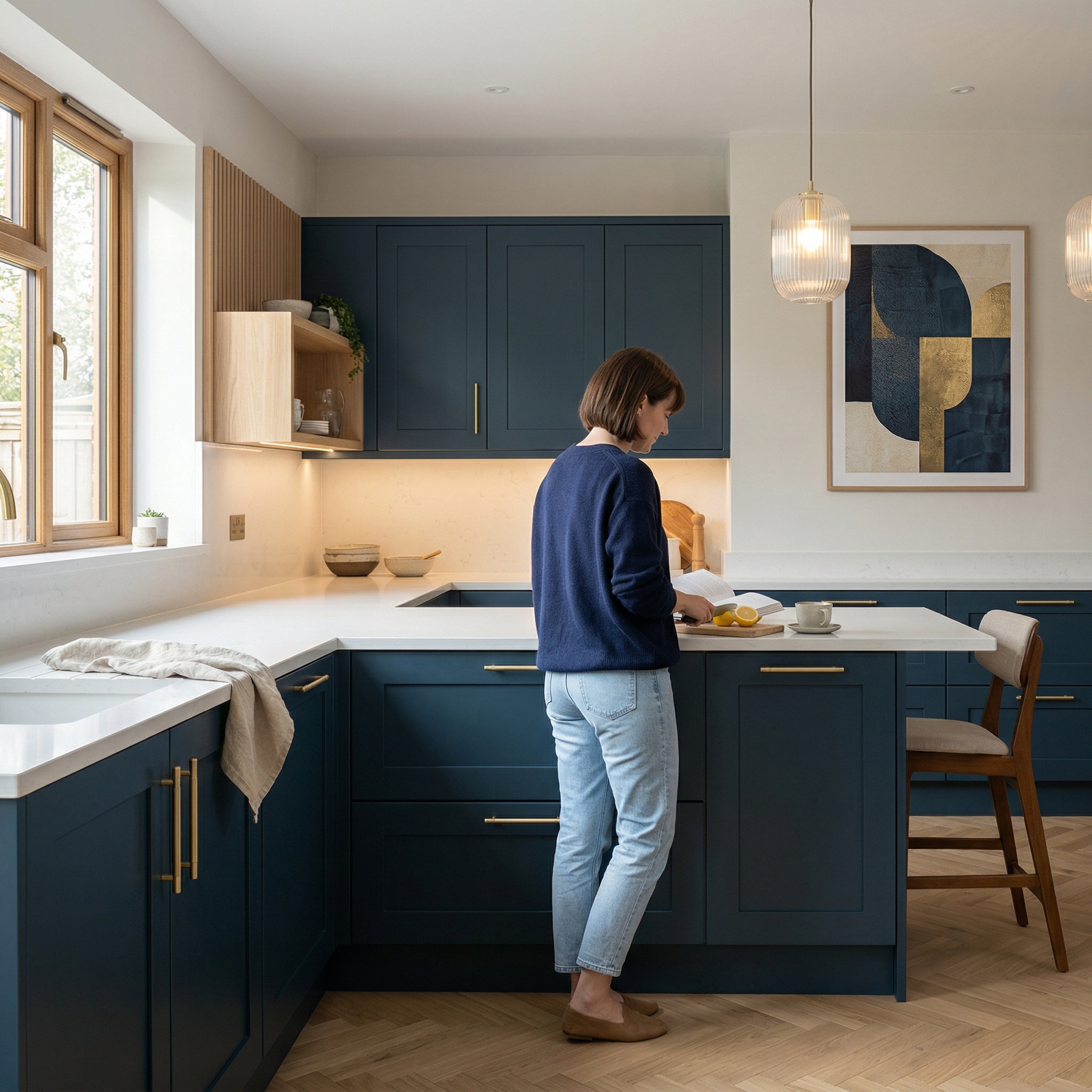 Bespoke kitchen designed for a Radyr home, quality materials and considered layout