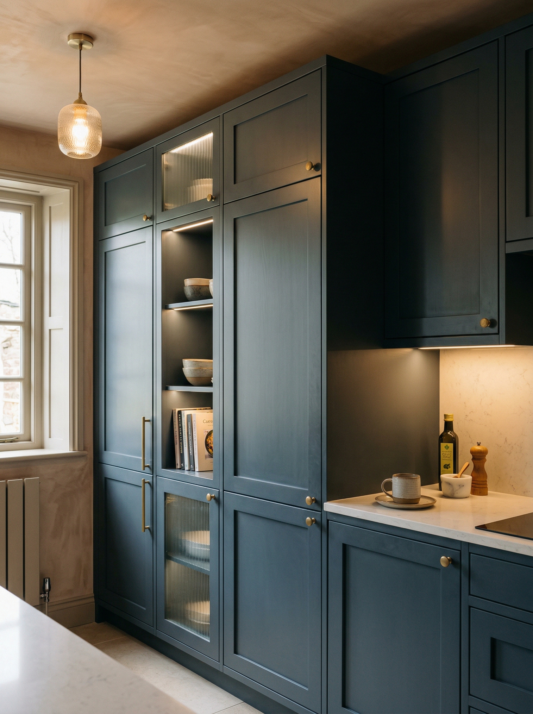 Bespoke kitchen installation, full-height cabinetry and considered storage design