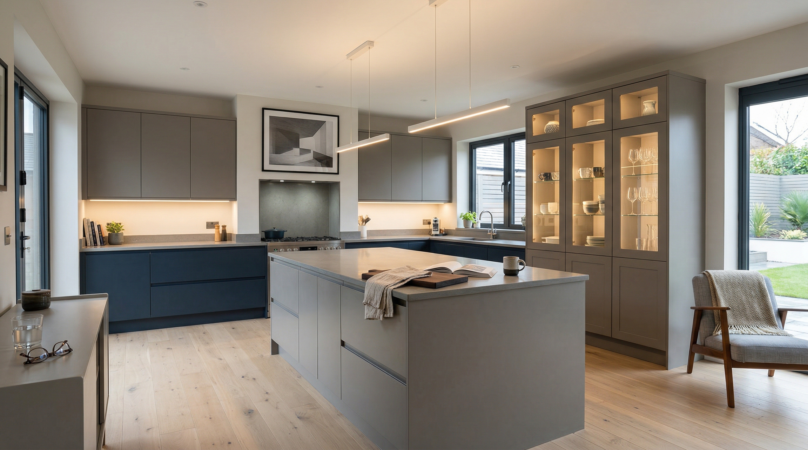 hero2_1200x675 Mastercraft bespoke kitchen in Resolven, wide architectural view showing room volume and design quality