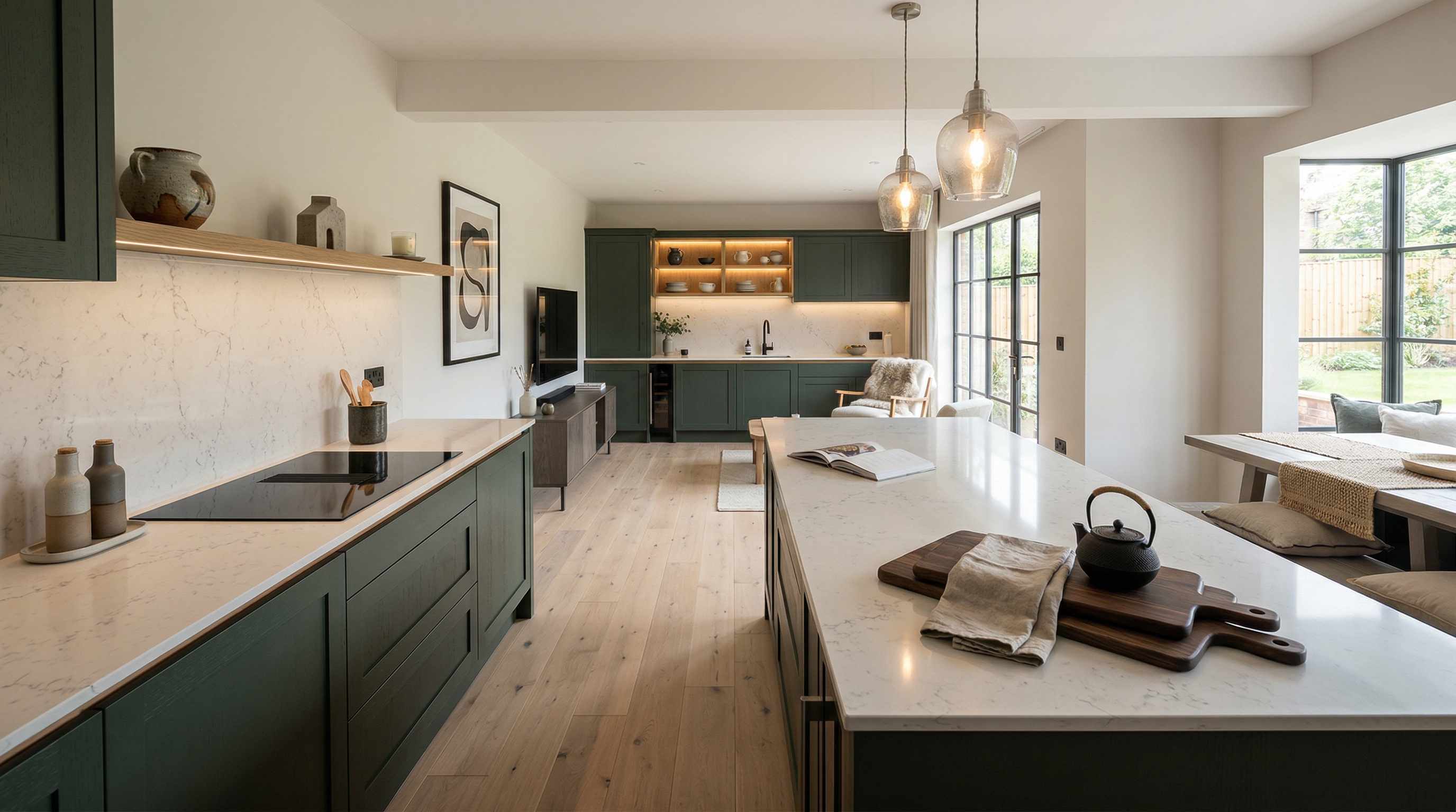 hero2_1200x675 Mastercraft bespoke kitchen in Rhymney, wide architectural view showing room volume and design quality