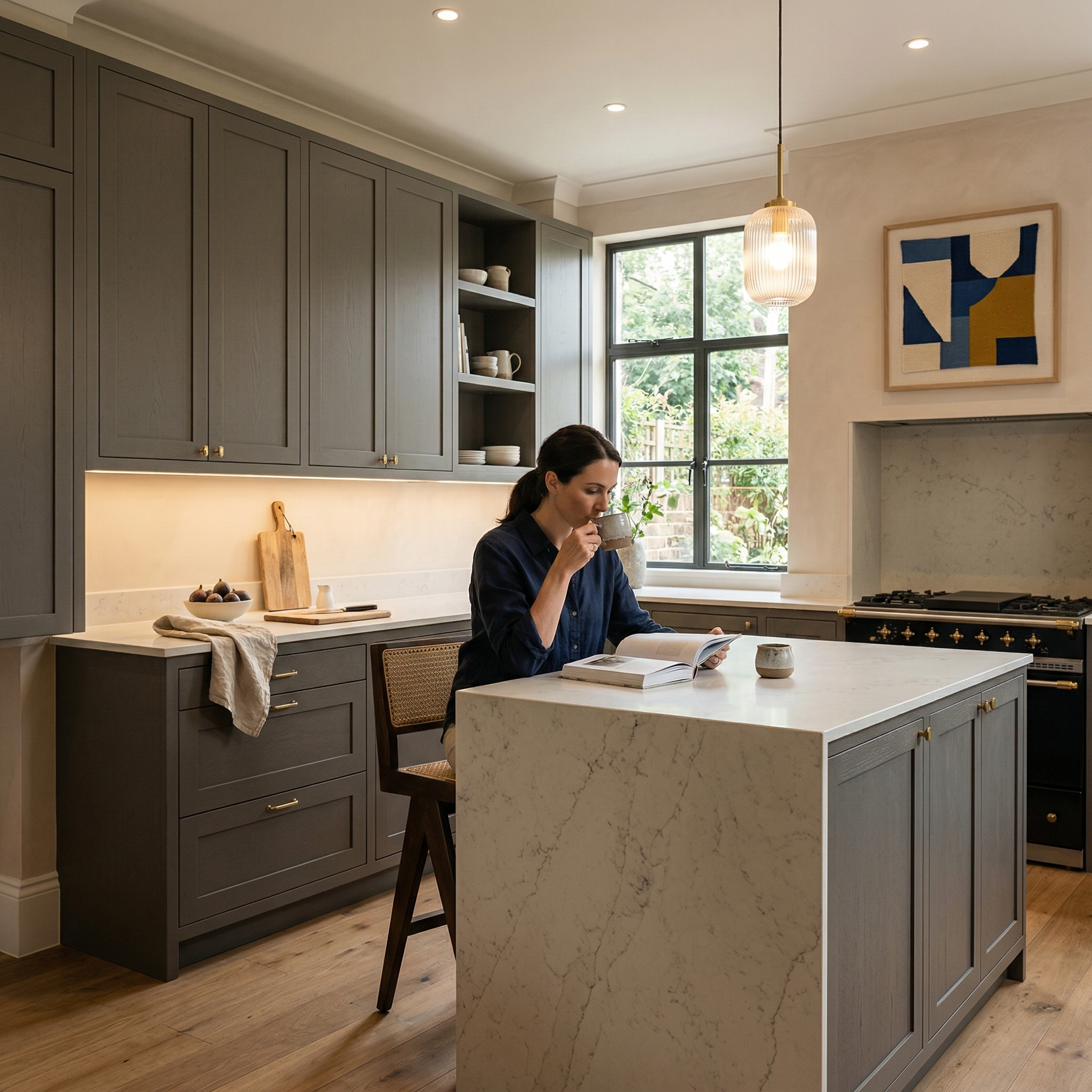 Bespoke kitchen designed for a Richmond home, quality materials and considered layout