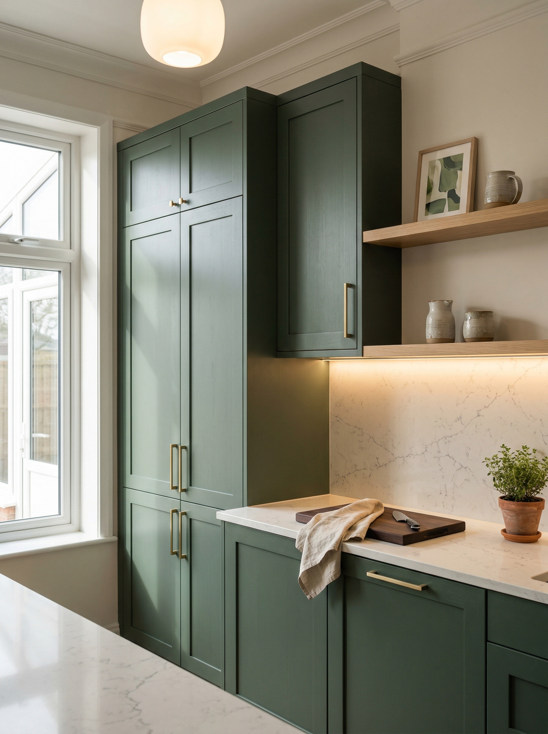 portrait1_600x800 Tall view of full-height bespoke kitchen cabinetry, modern shaker cabinetry