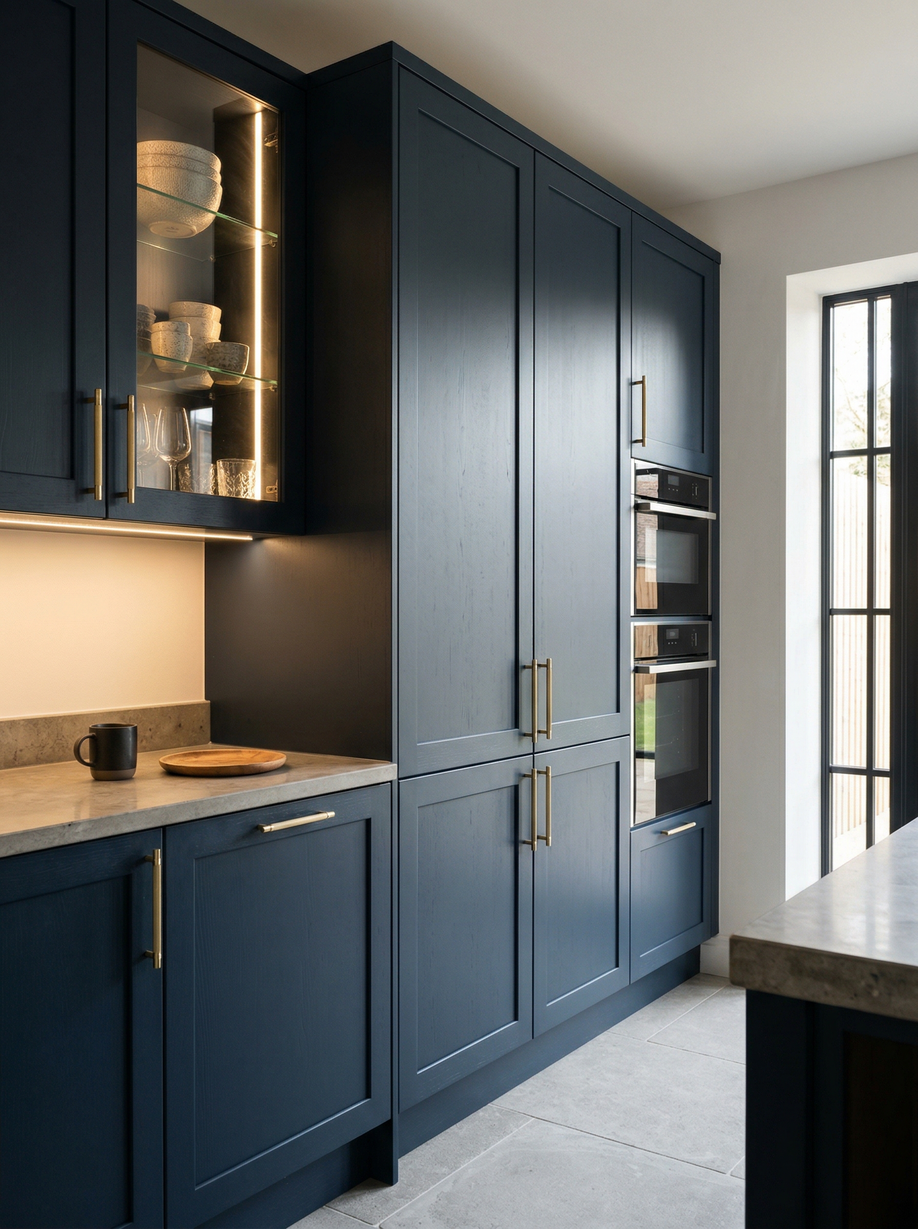 Bespoke kitchen installation, full-height cabinetry and considered storage design