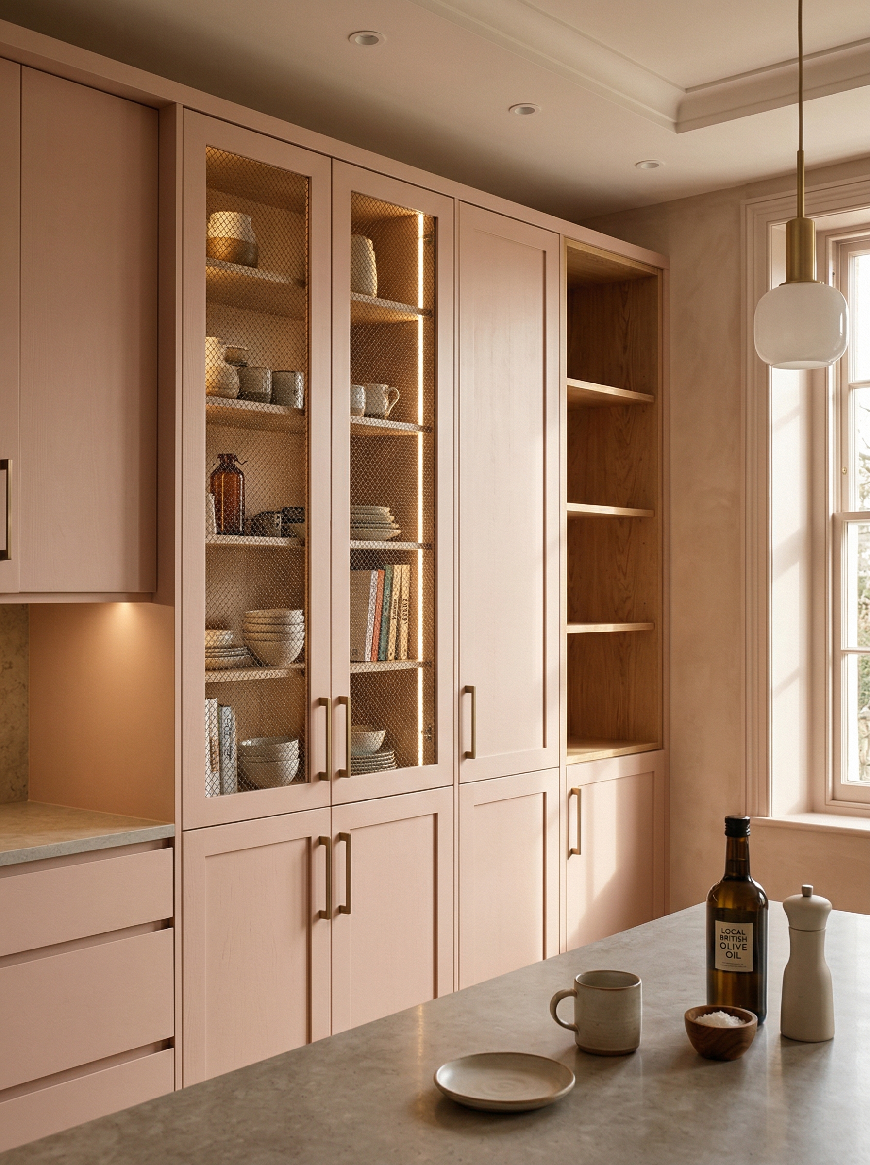 Bespoke kitchen installation, full-height cabinetry and considered storage design