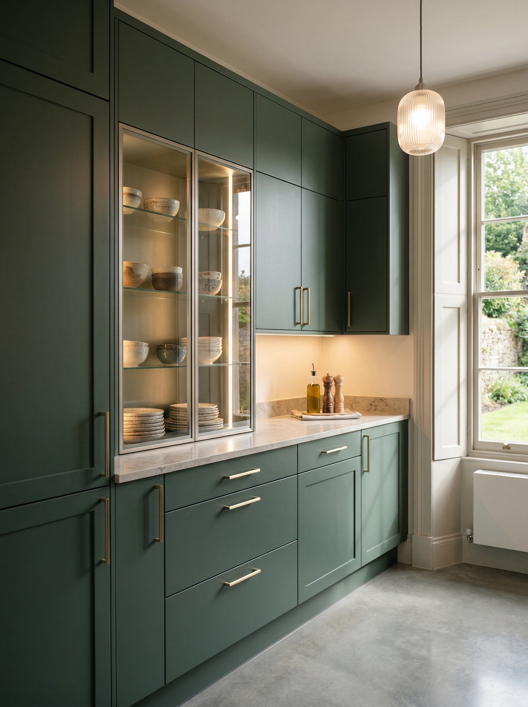 Bespoke kitchen installation, full-height cabinetry and considered storage design