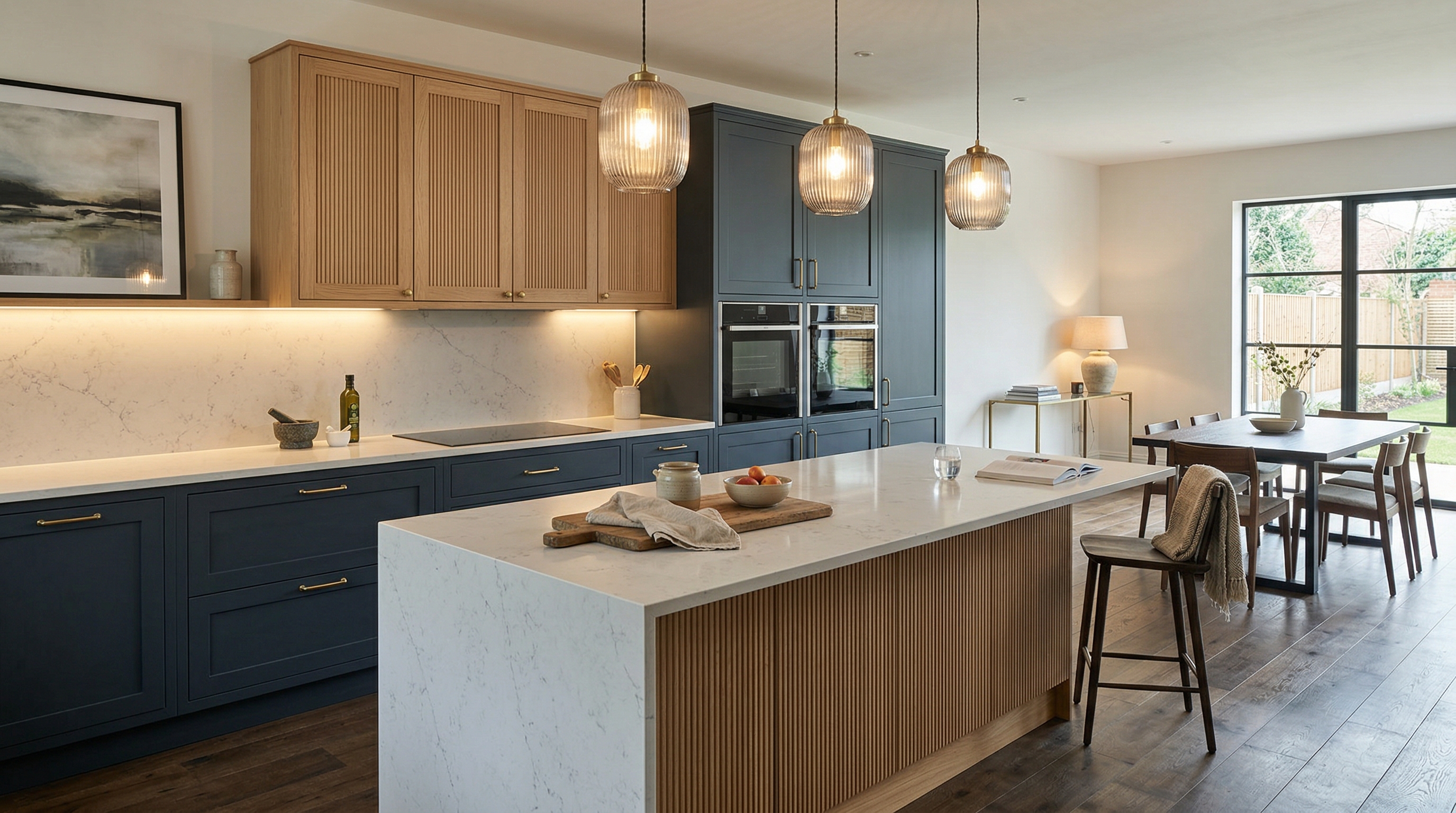 hero2_1200x675 Mastercraft bespoke kitchen in Sandy, wide architectural view showing room volume and design quality