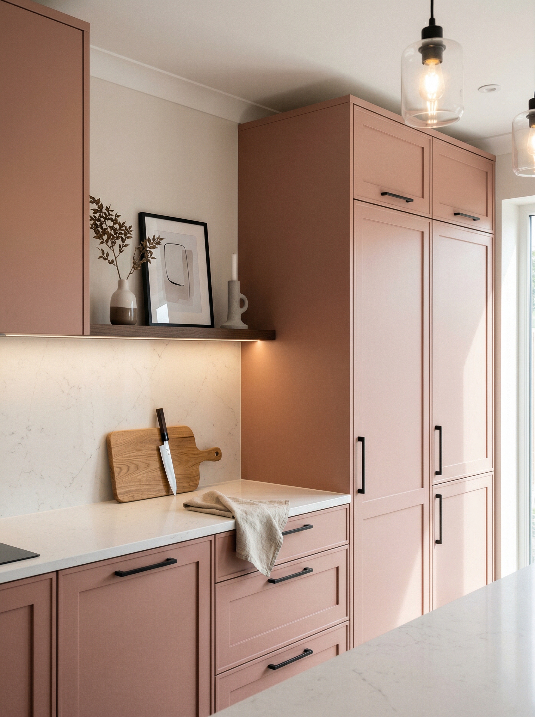 portrait1_600x800 Tall view of full-height bespoke kitchen cabinetry, contemporary painted lay-on cabinetry