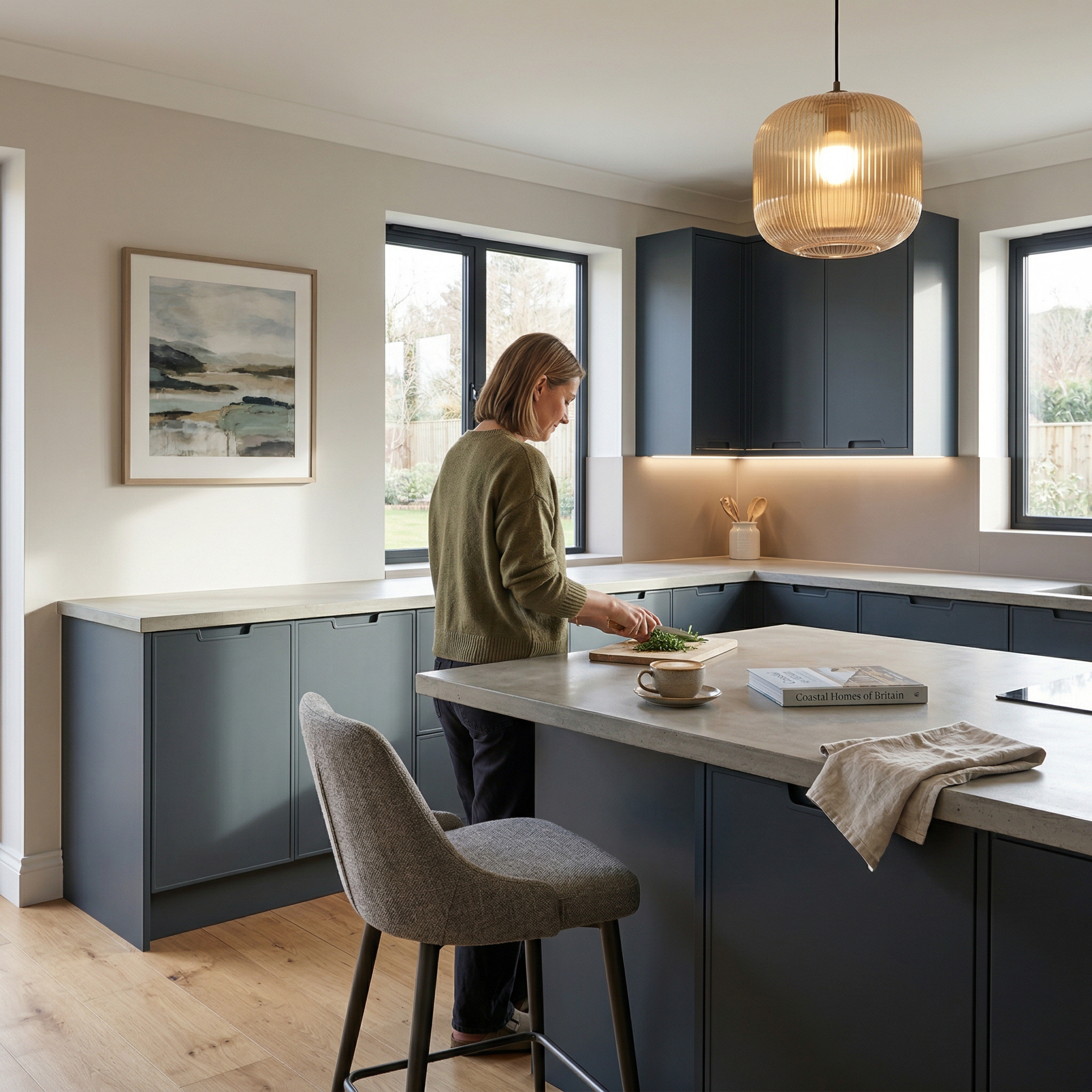 Bespoke kitchen designed for a Saundersfoot home, quality materials and considered layout