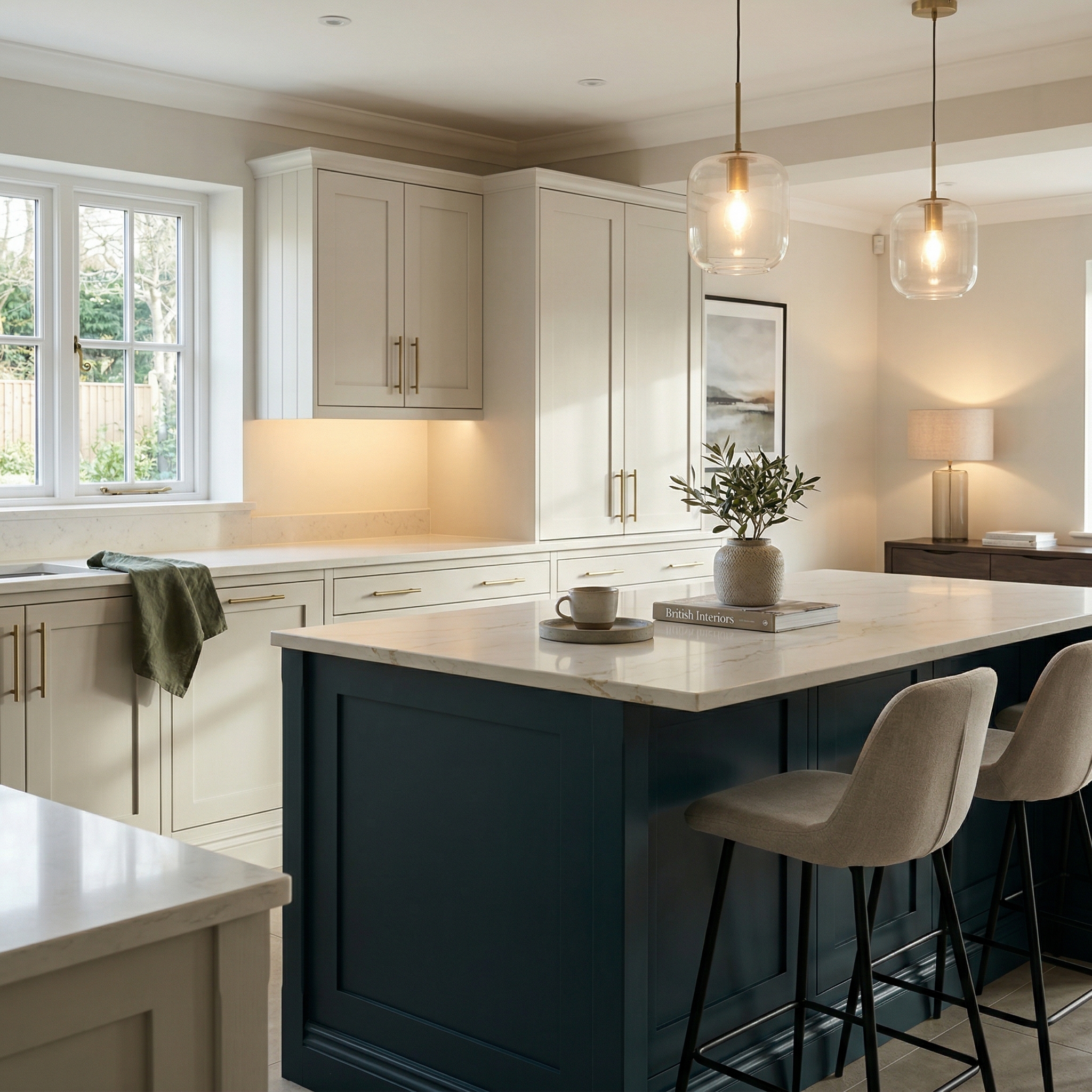 Bespoke kitchen island detail, contemporary in-frame cabinetry with quality joinery