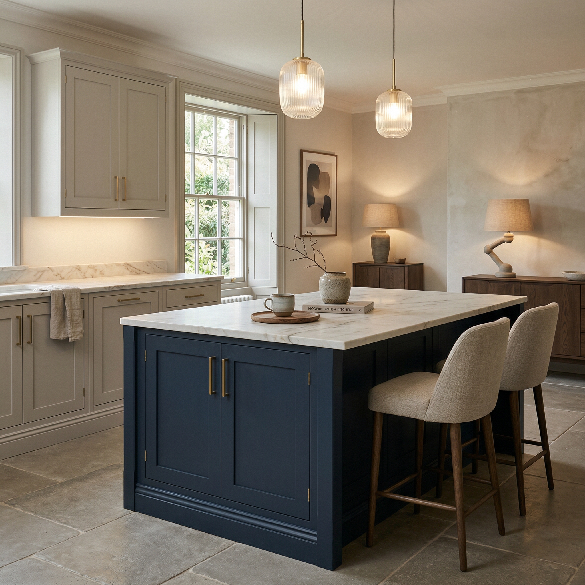 Bespoke kitchen island detail, timber veneer slab-door cabinetry with quality joinery