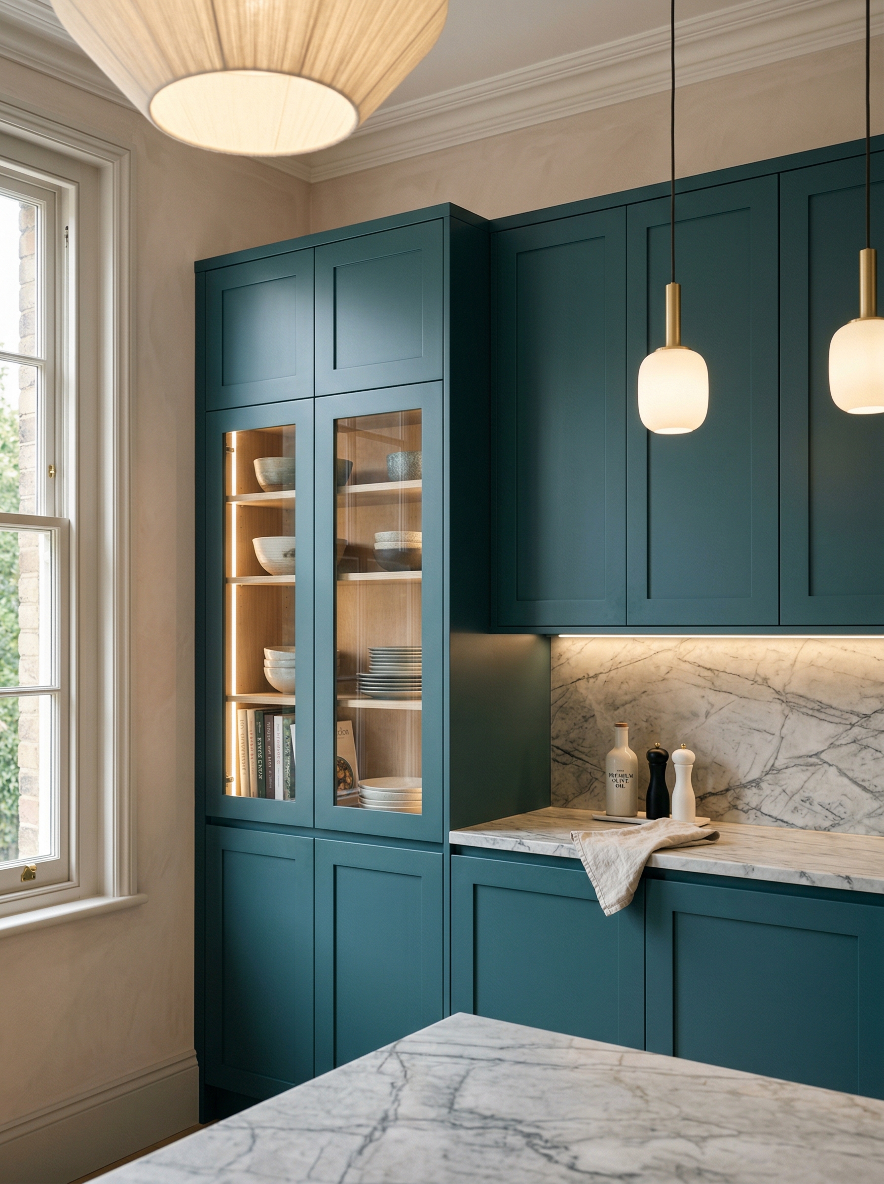Bespoke kitchen installation, full-height cabinetry and considered storage design
