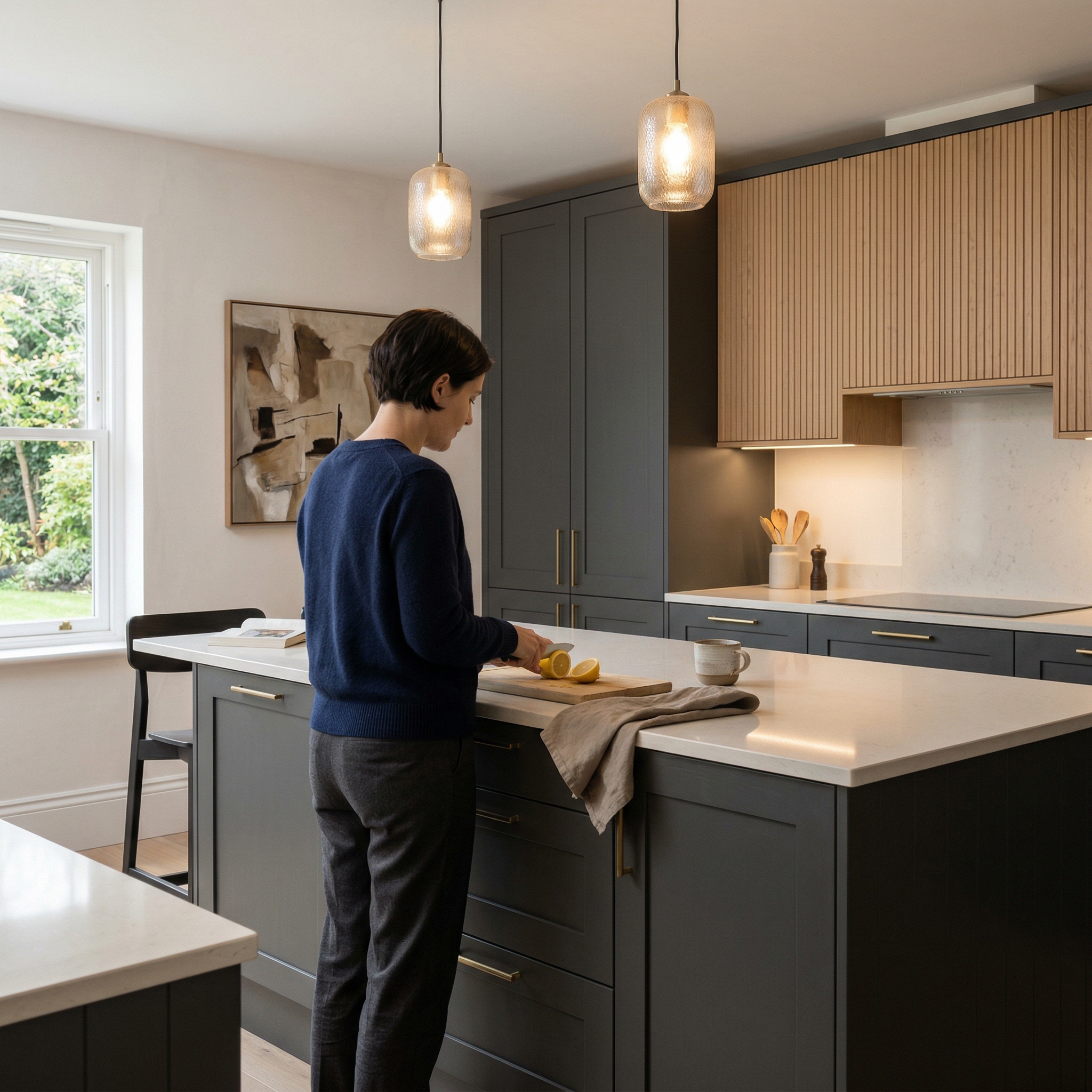 Bespoke kitchen designed for a Sheringham home, quality materials and considered layout