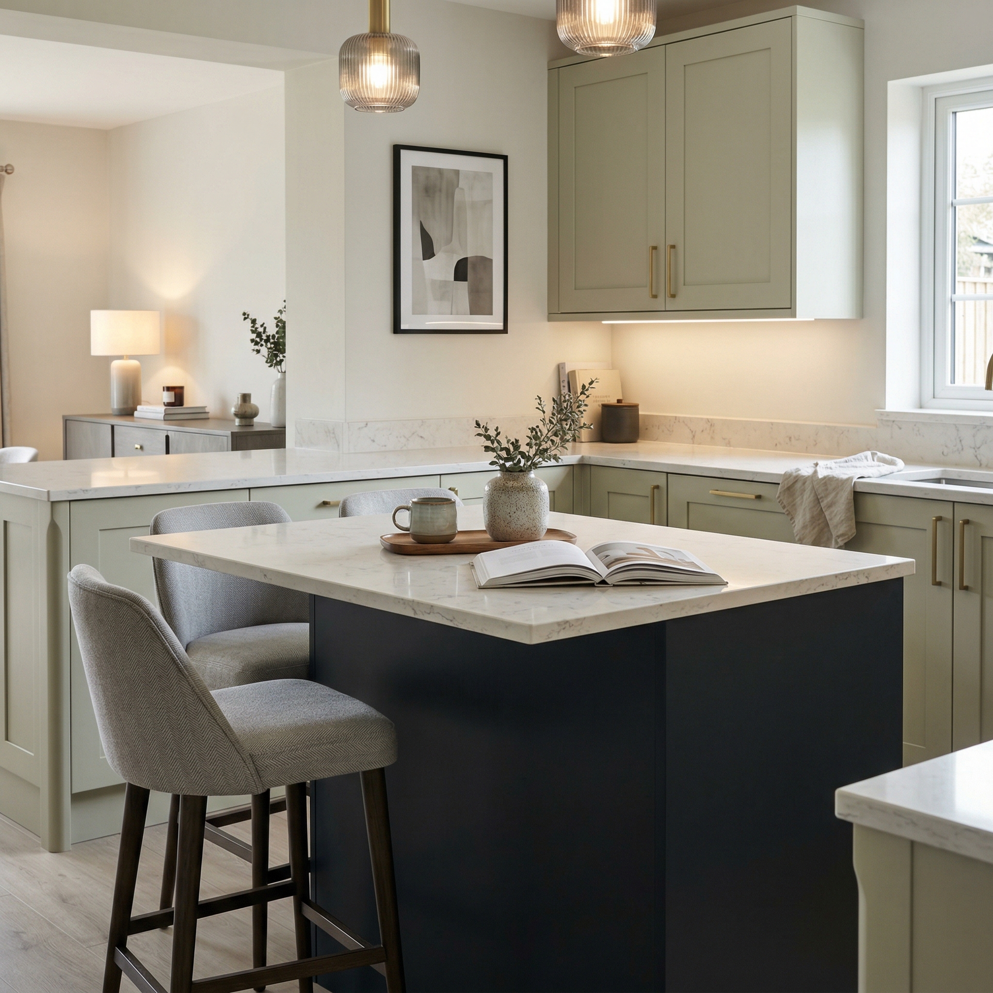 Bespoke kitchen island detail, contemporary in-frame cabinetry with quality joinery
