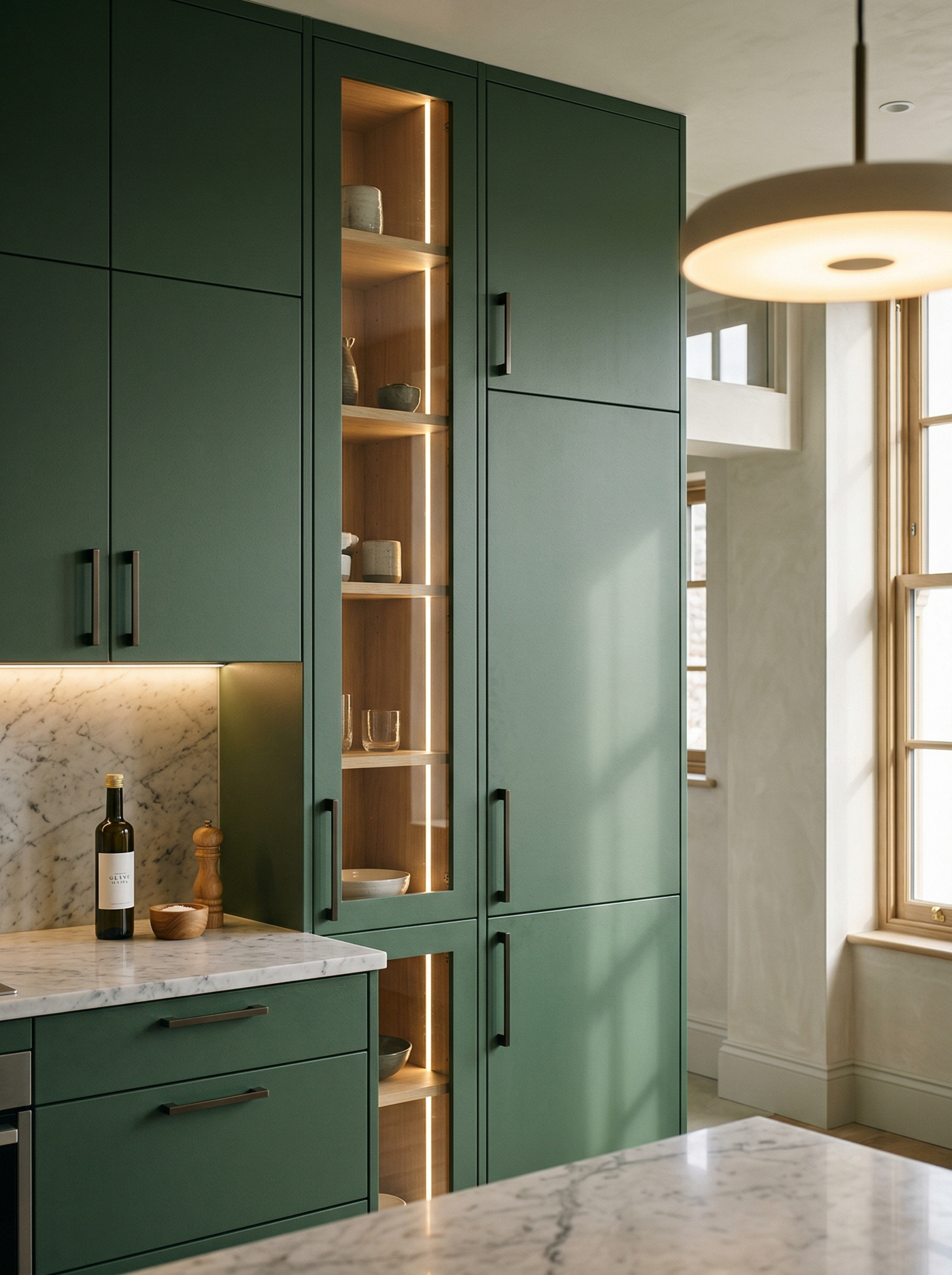 Bespoke kitchen installation, full-height cabinetry and considered storage design