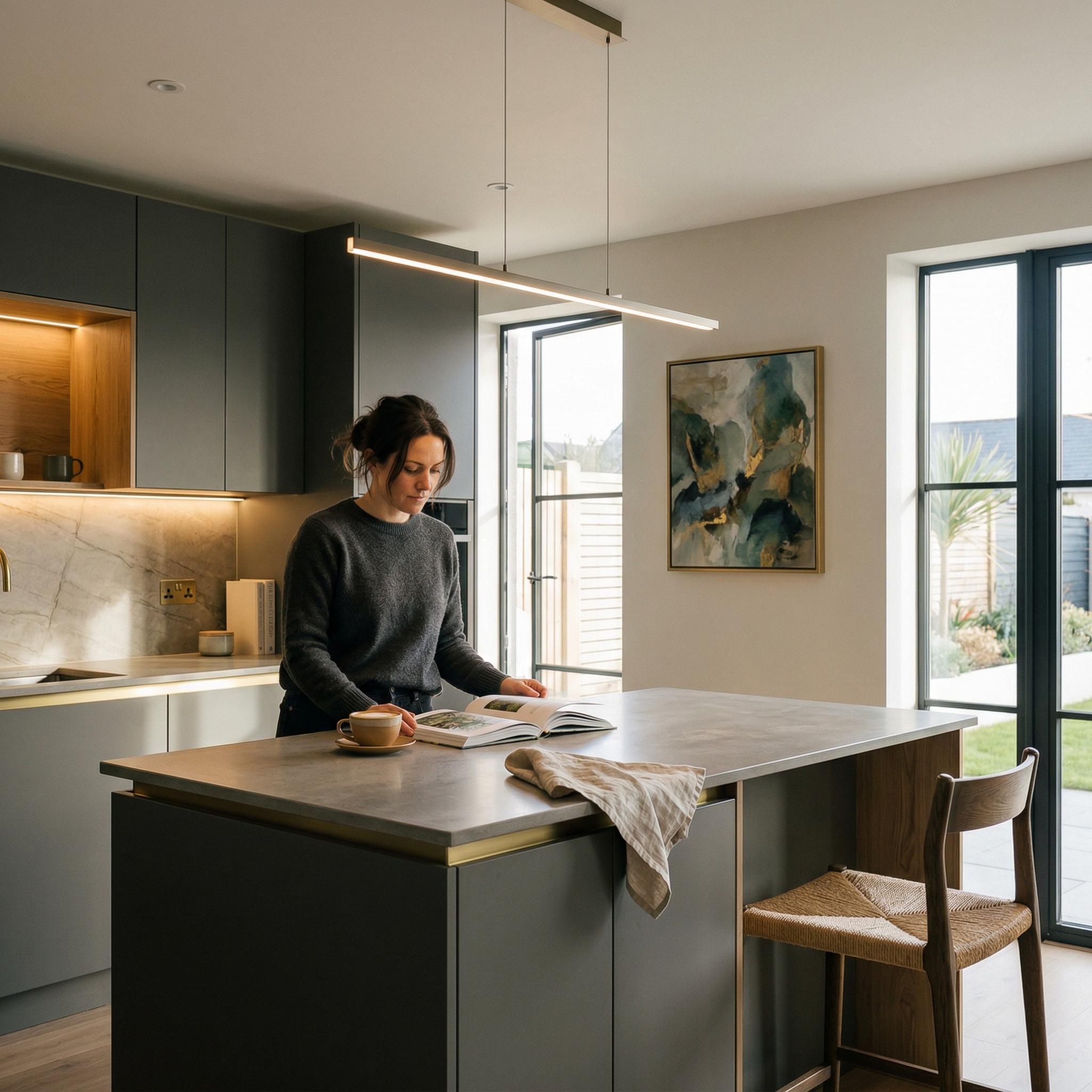 Bespoke kitchen designed for a St Davids home, quality materials and considered layout