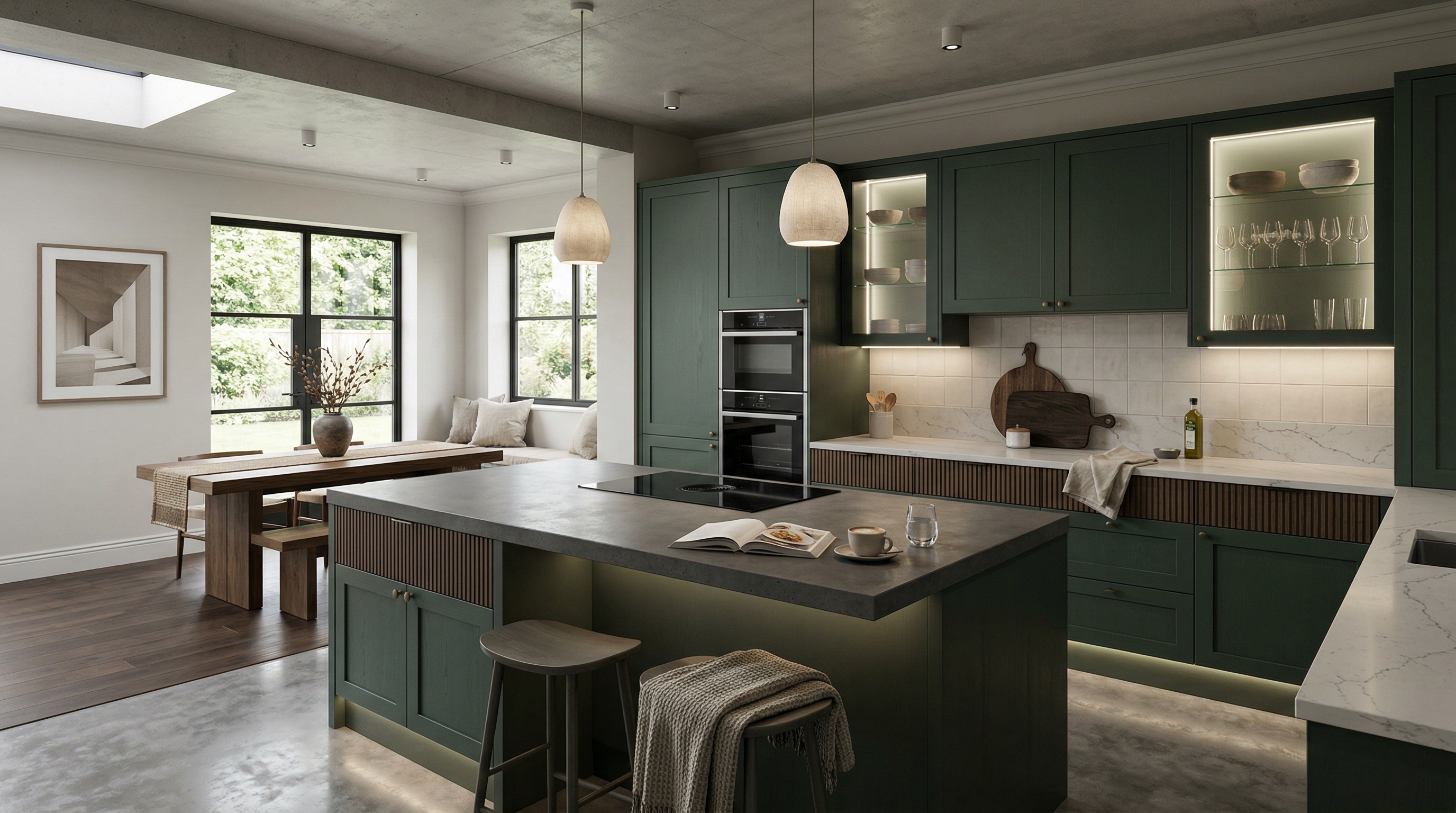 Mastercraft bespoke kitchen in Stockton-on-Tees, wide architectural view showing room volume and design quality