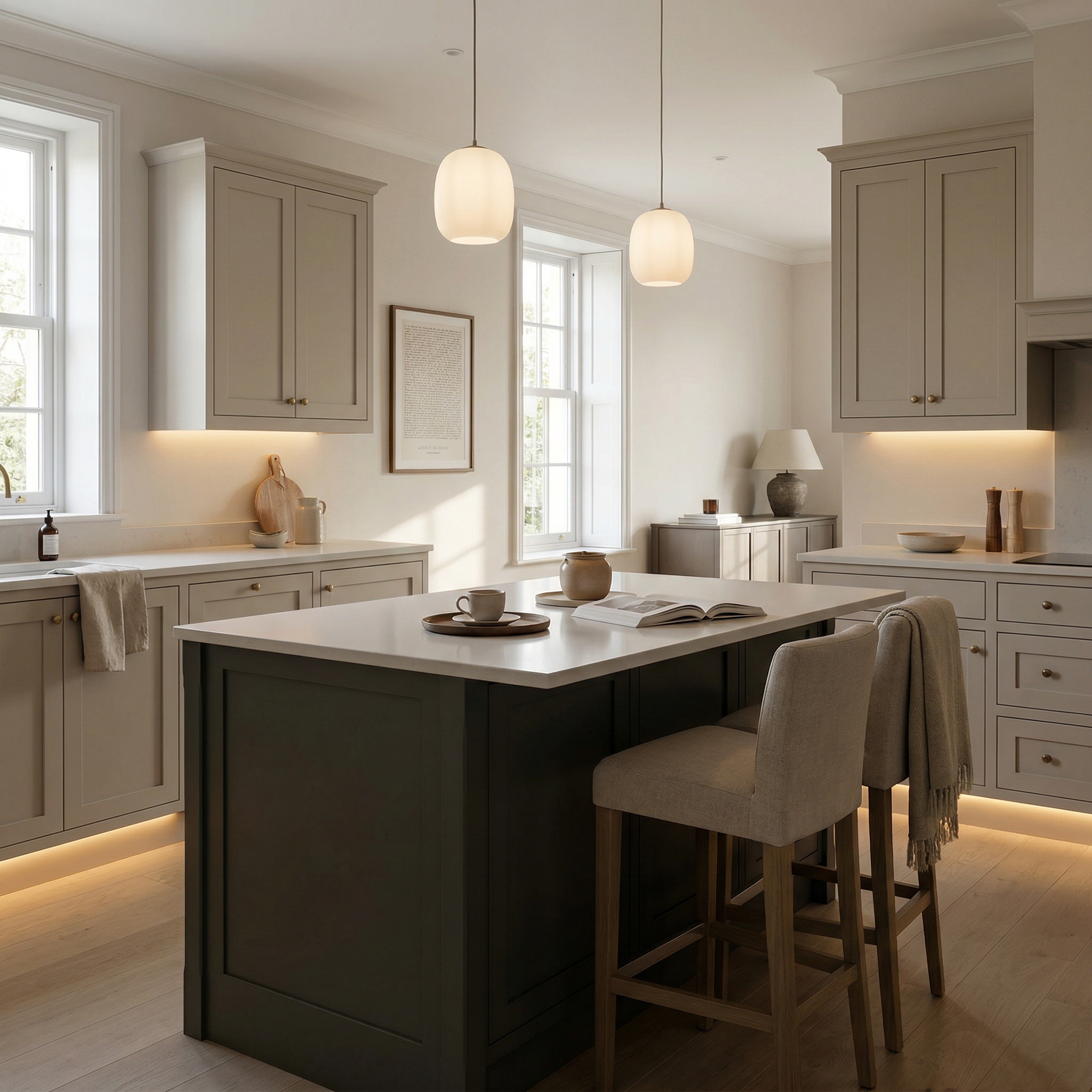 square1_800x800 Bespoke kitchen island detail, timber veneer slab-door cabinetry with quality joinery