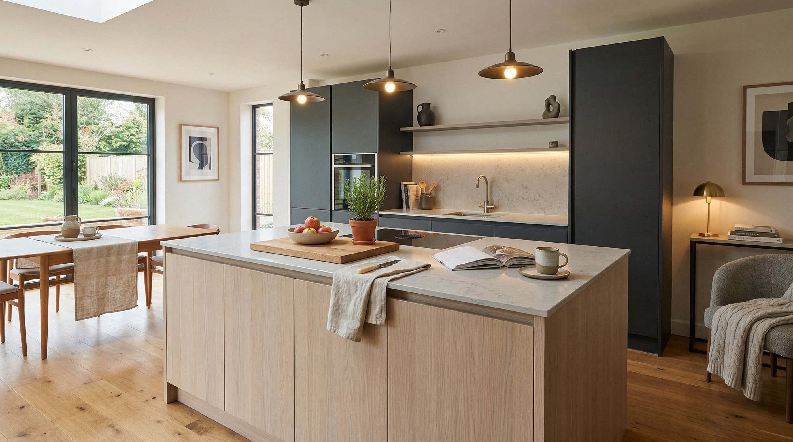 hero2_1200x675 Mastercraft bespoke kitchen in Swaffham, wide architectural view showing room volume and design quality