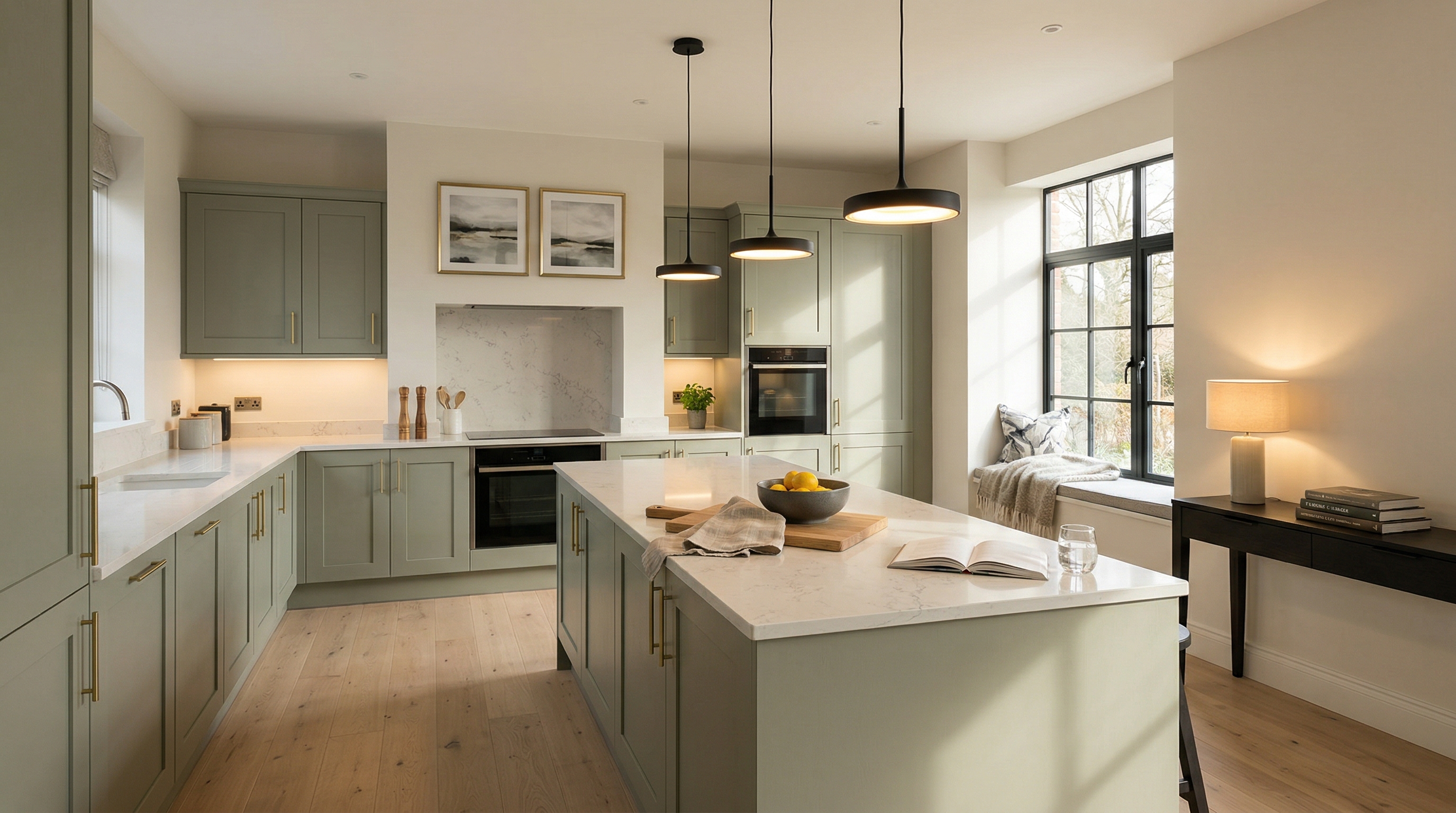 hero_1200x675 Wide view of a newly completed bespoke Mastercraft kitchen, modern shaker cabinetry in lava tones