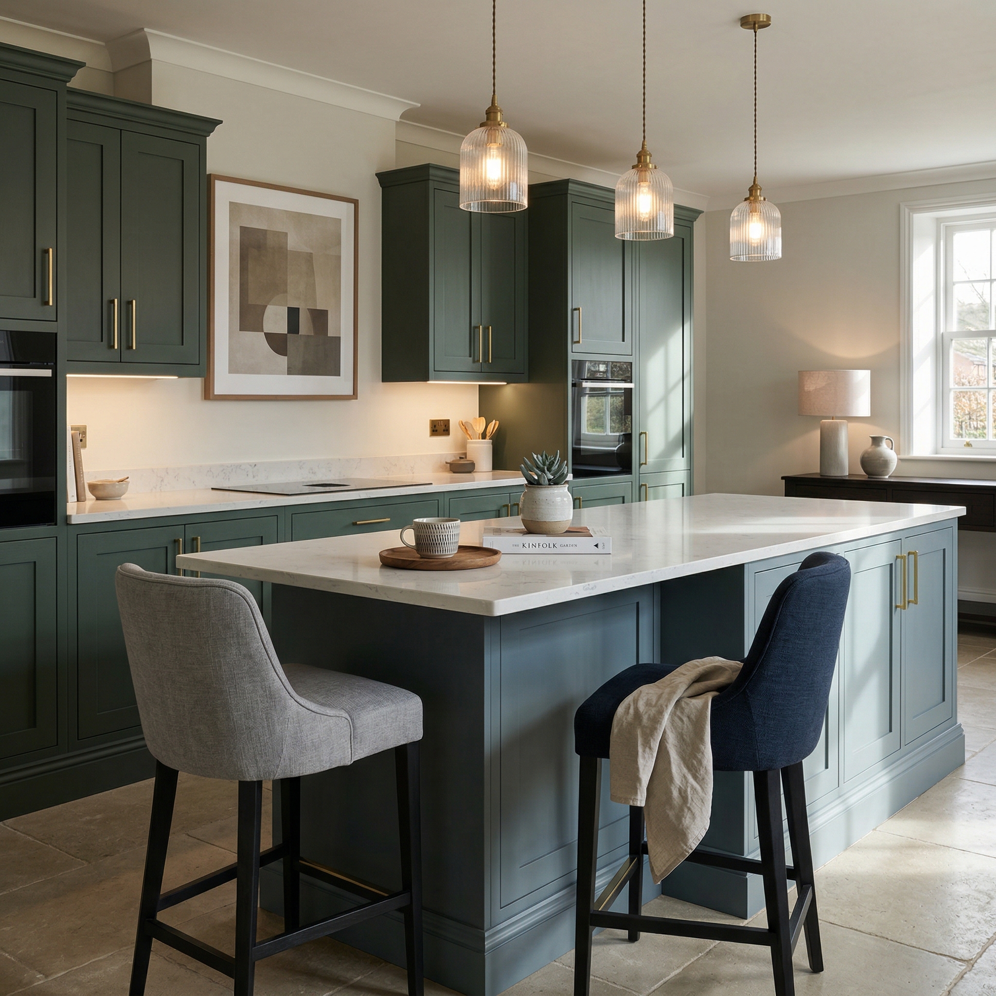 Bespoke kitchen island detail, modern shaker cabinetry with quality joinery