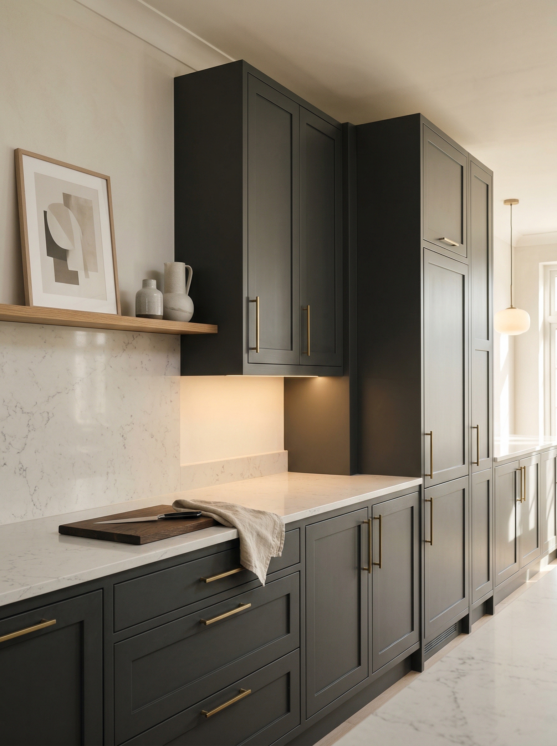 portrait1_600x800 Tall view of full-height bespoke kitchen cabinetry, timber veneer slab-door cabinetry