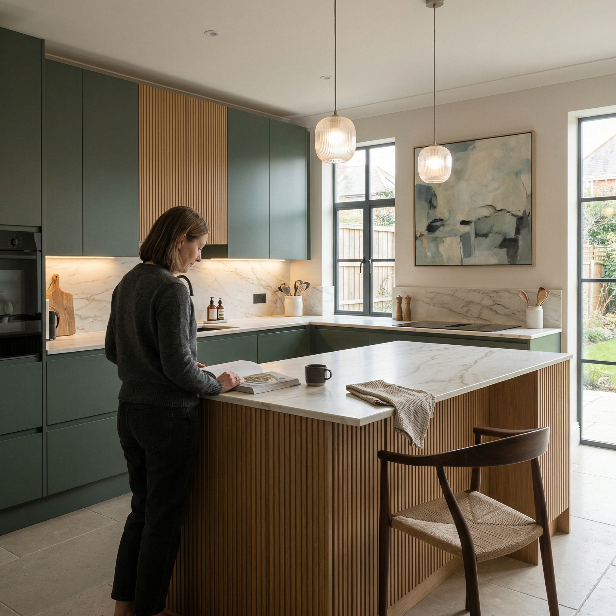 Bespoke kitchen designed for a Swanage home, quality materials and considered layout