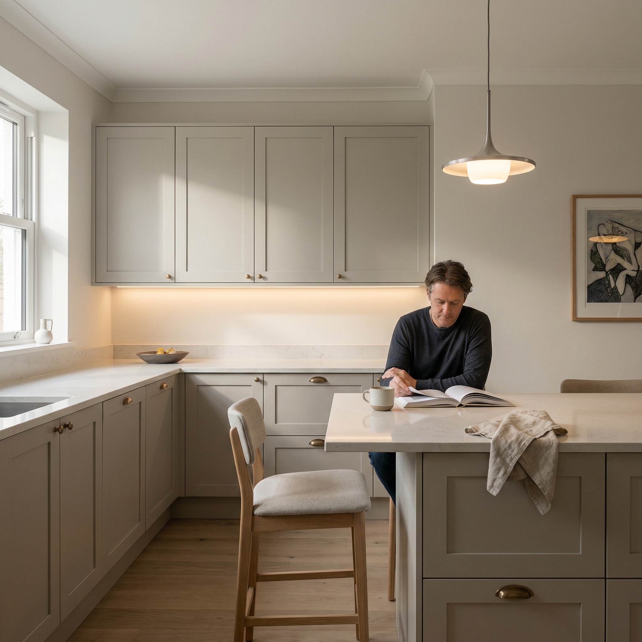 Bespoke kitchen designed for a Swansea home, quality materials and considered layout