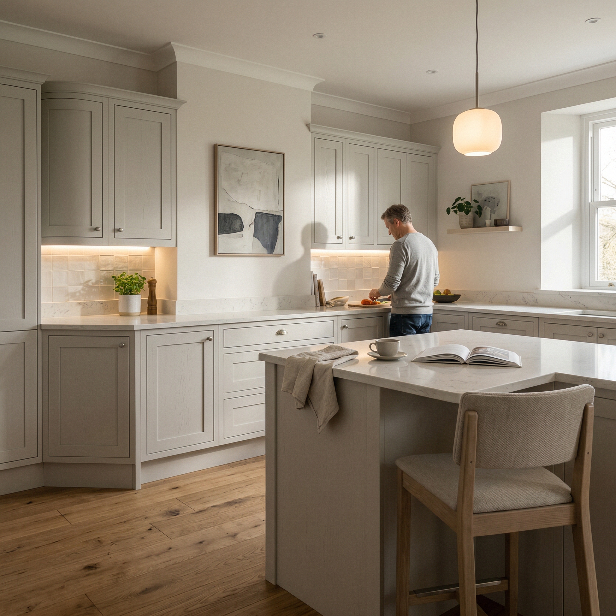 Bespoke kitchen designed for a Tavistock home, quality materials and considered layout