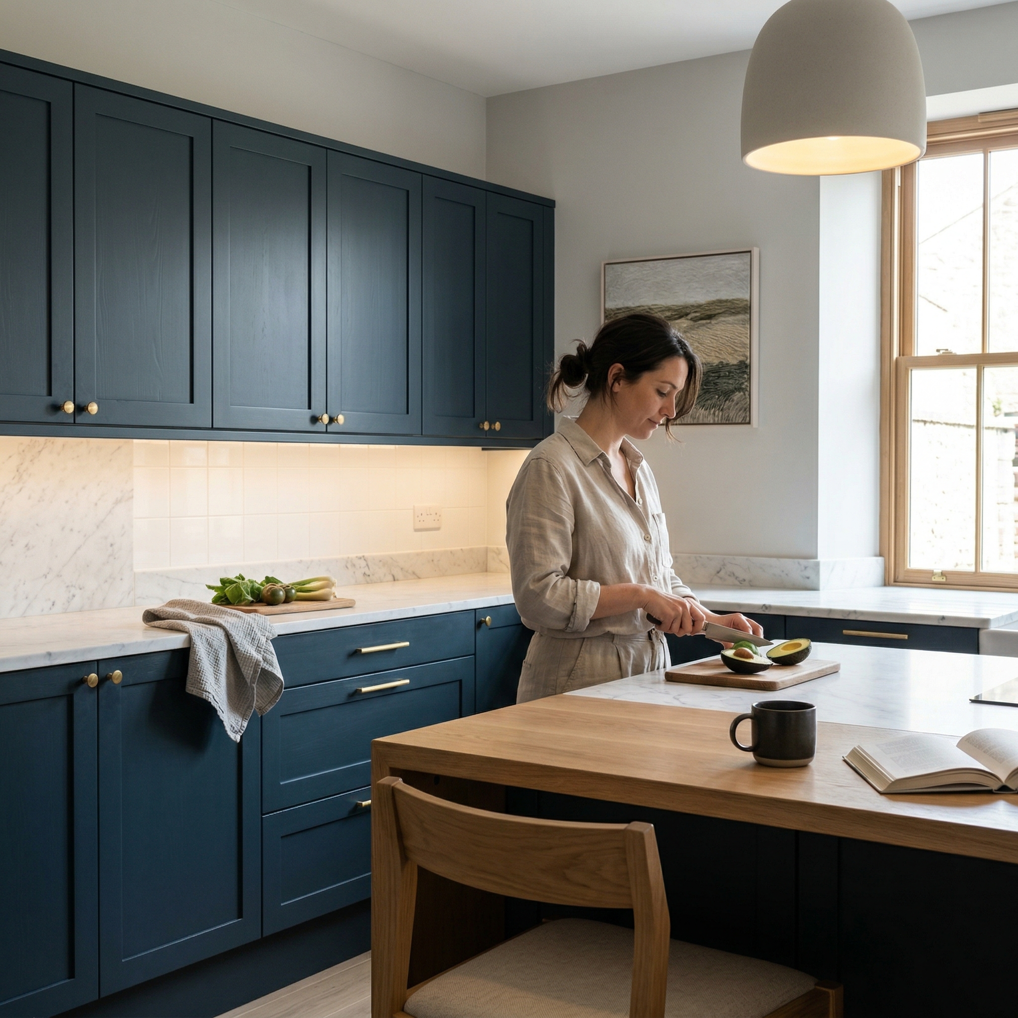 Bespoke kitchen designed for a Tintern home, quality materials and considered layout