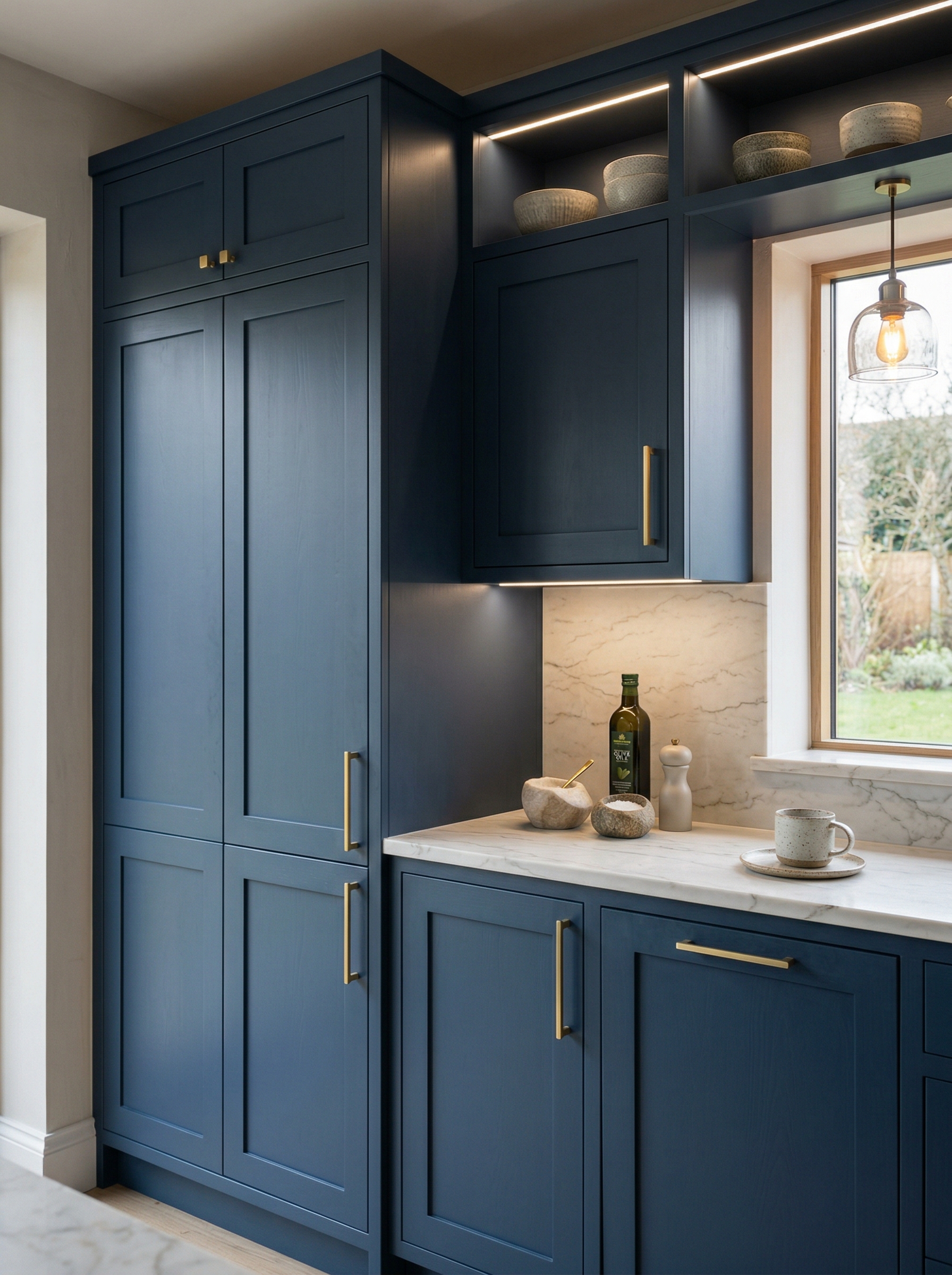 Bespoke kitchen installation, full-height cabinetry and considered storage design