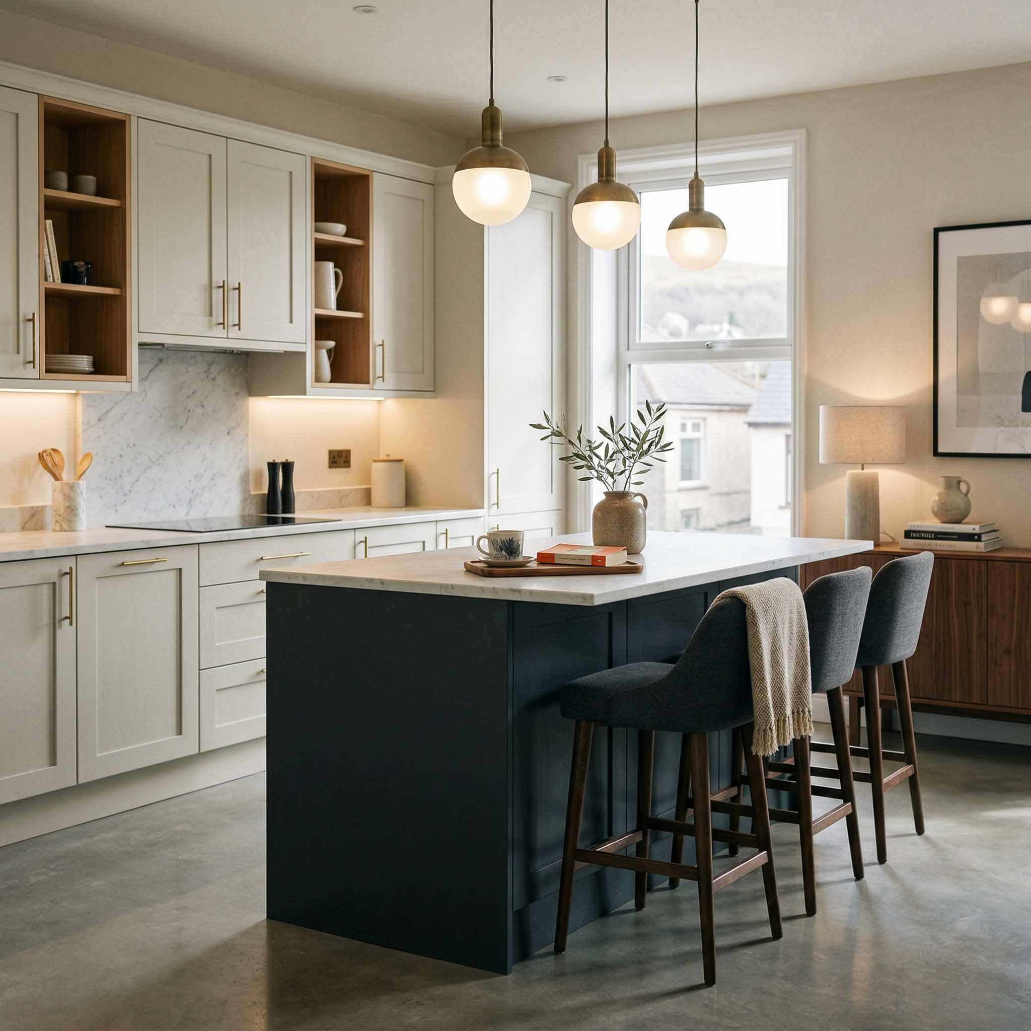 square1_800x800 Bespoke kitchen island detail, timber veneer slab-door cabinetry with quality joinery