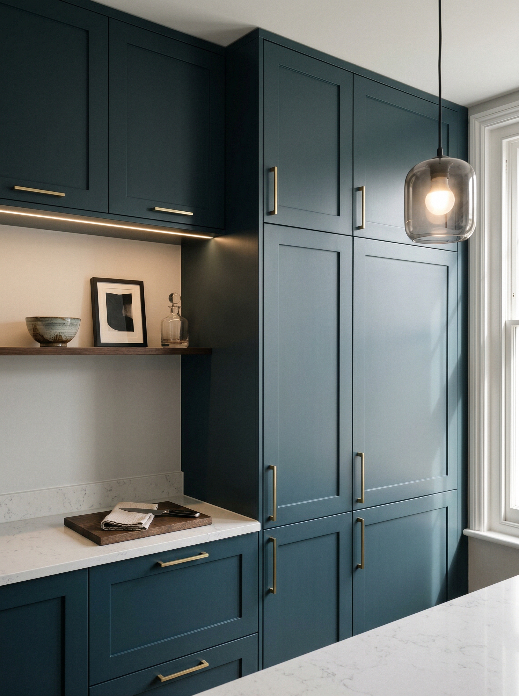 portrait1_600x800 Tall view of full-height bespoke kitchen cabinetry, timber veneer slab-door cabinetry