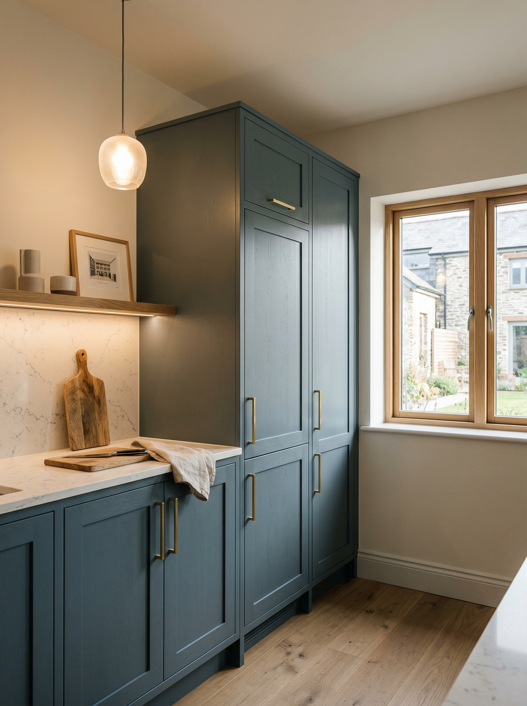 portrait1_600x800 Tall view of full-height bespoke kitchen cabinetry, modern shaker cabinetry